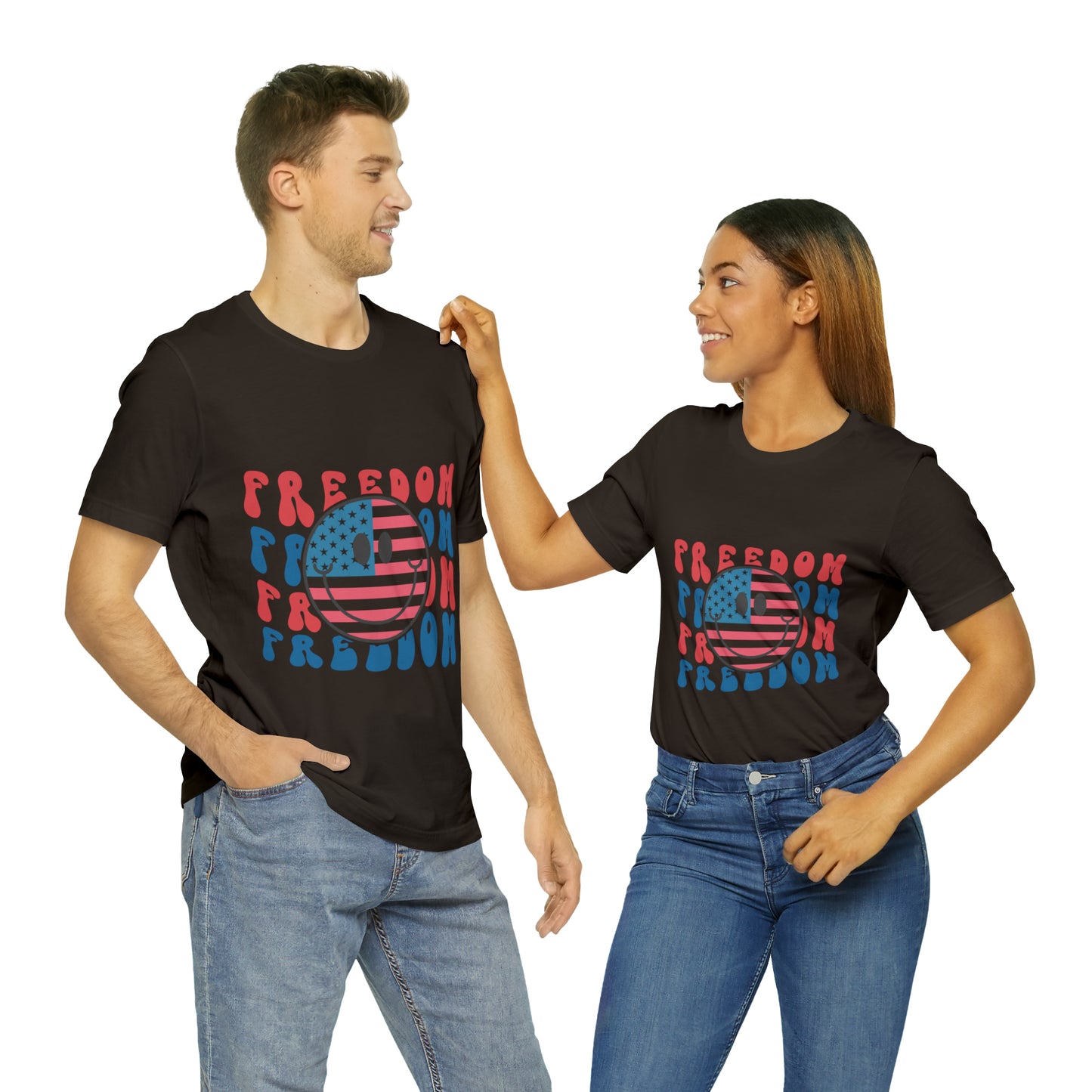 Freedom Smiley Face Flag Unisex Jersey Short Sleeve Tee Patriotic American Flag