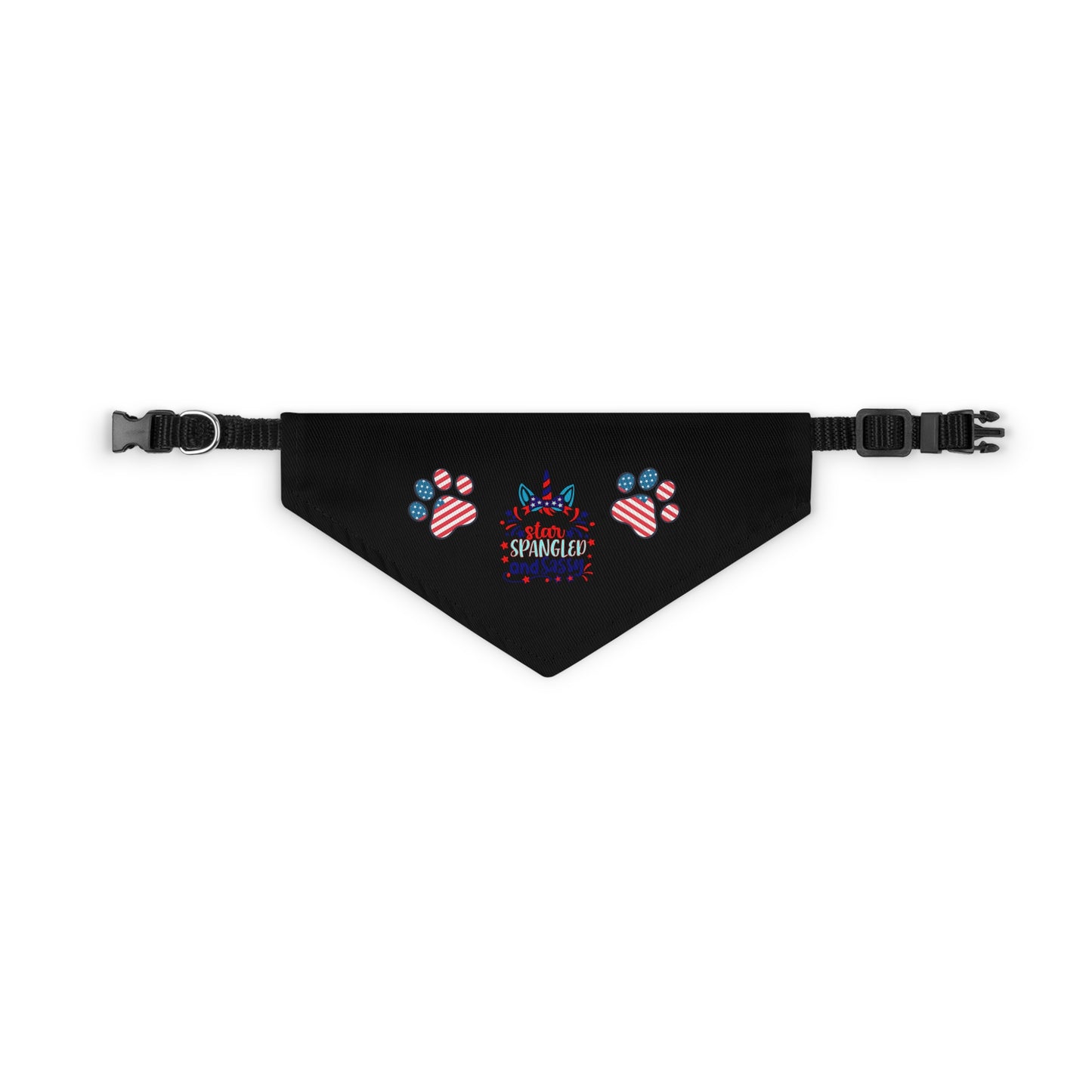 Black 4th of July Patriotic Pet Bandana Collar Star Spangled and Sassy