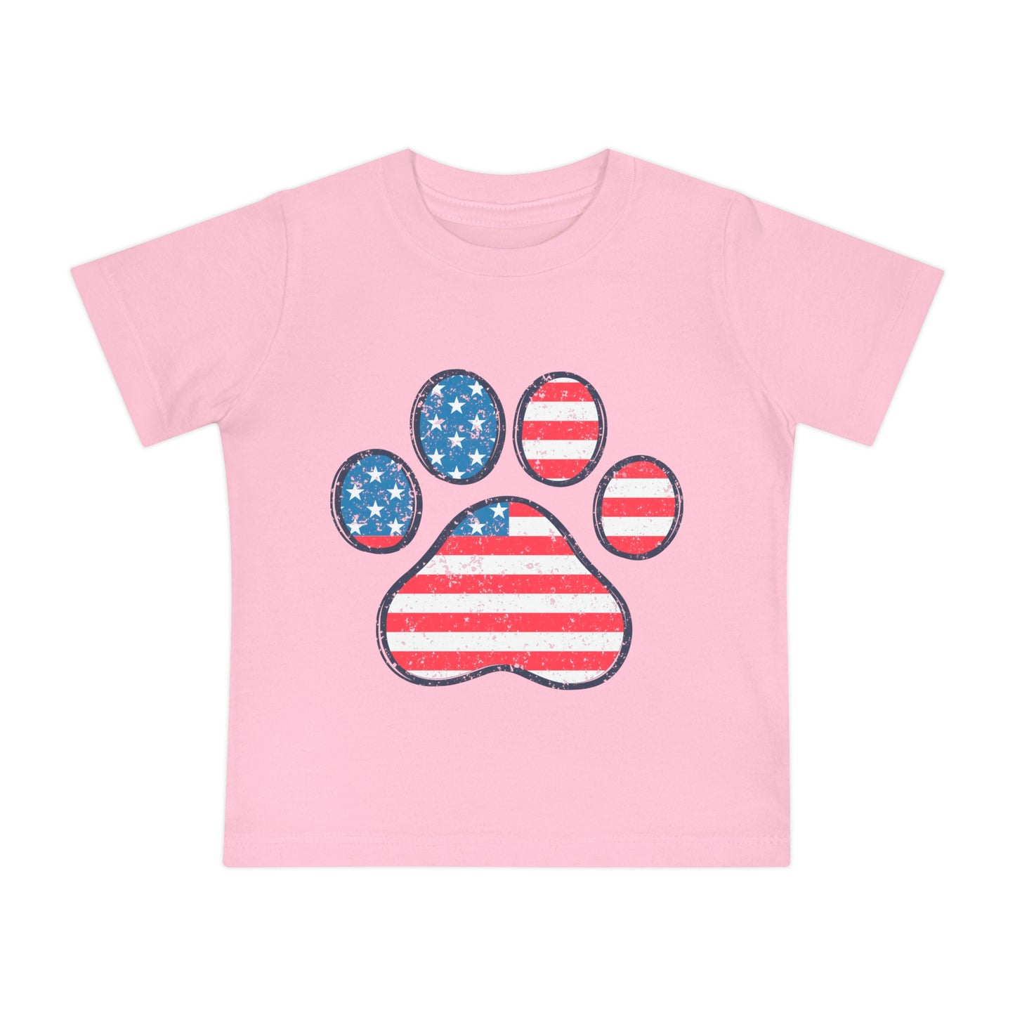 Paw Print Flag Baby Short Sleeve T-Shirt Patriotic