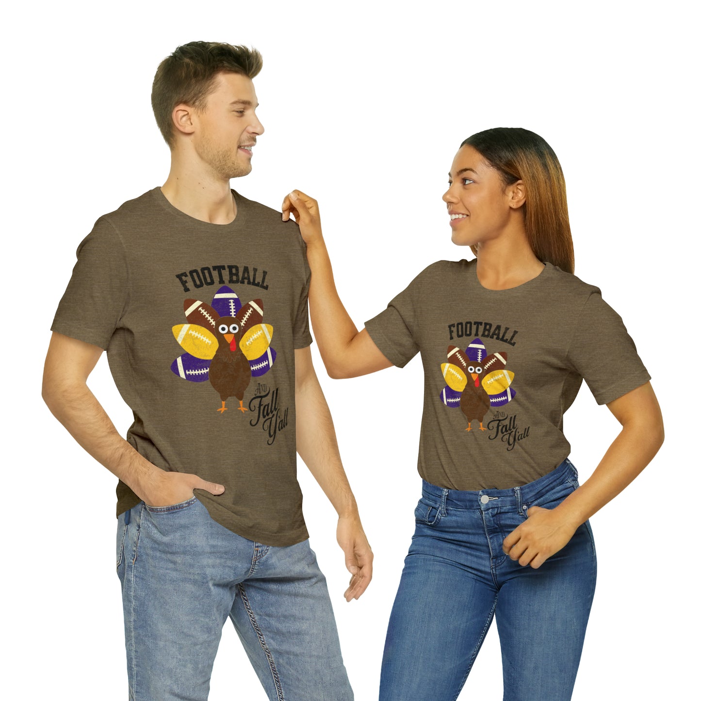 Vintage Purple and Yellow Football and Fall Short Sleeve Tee, Football and turkey shirt, LSU