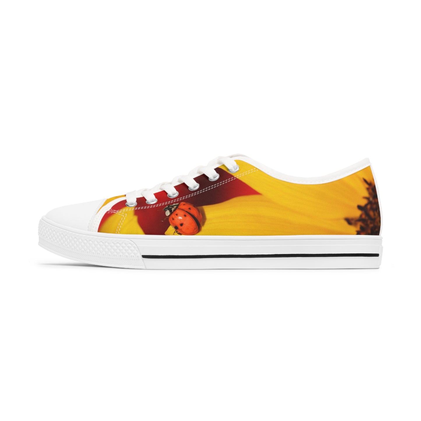 Women's Low Top Sneakers, Ladybug, Sunflower