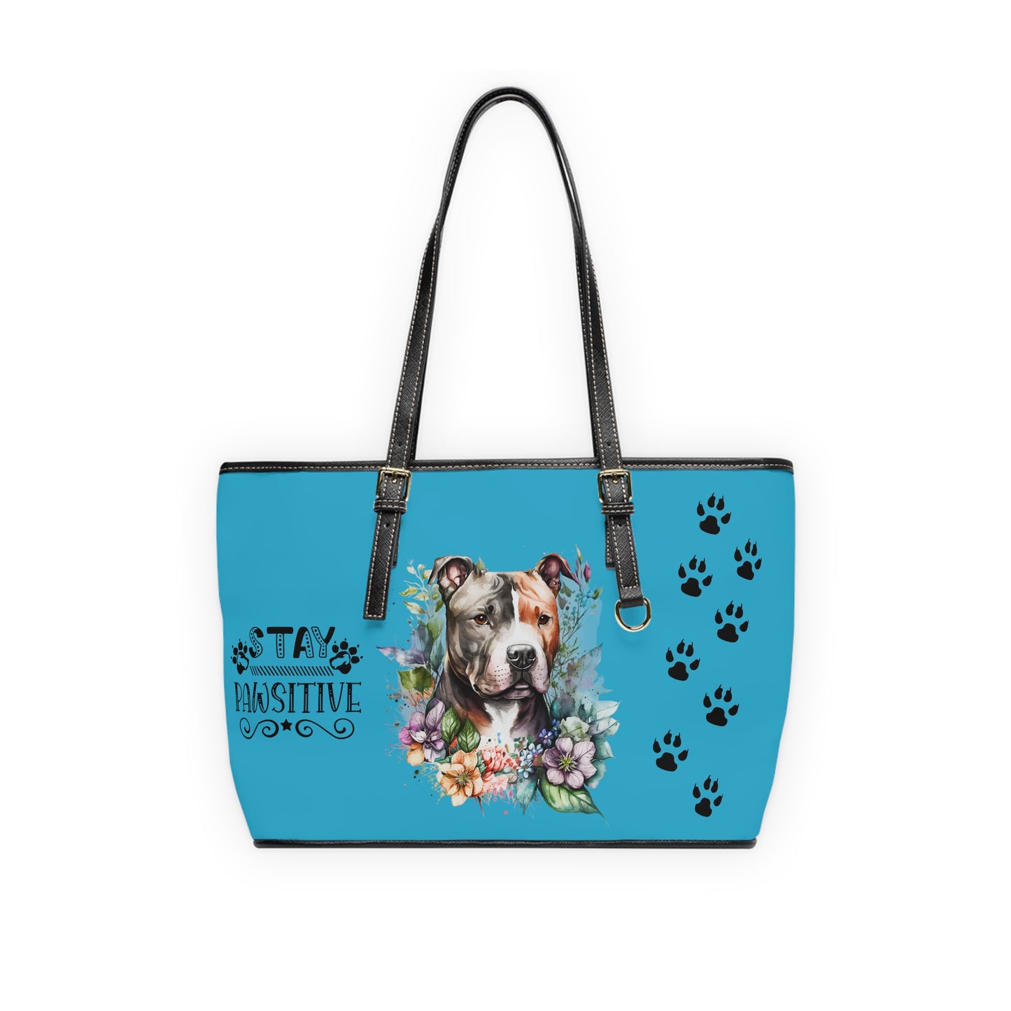 Turquoise Pitbull Leather Shoulder Bag You had me at Woof Stay Pawsitive