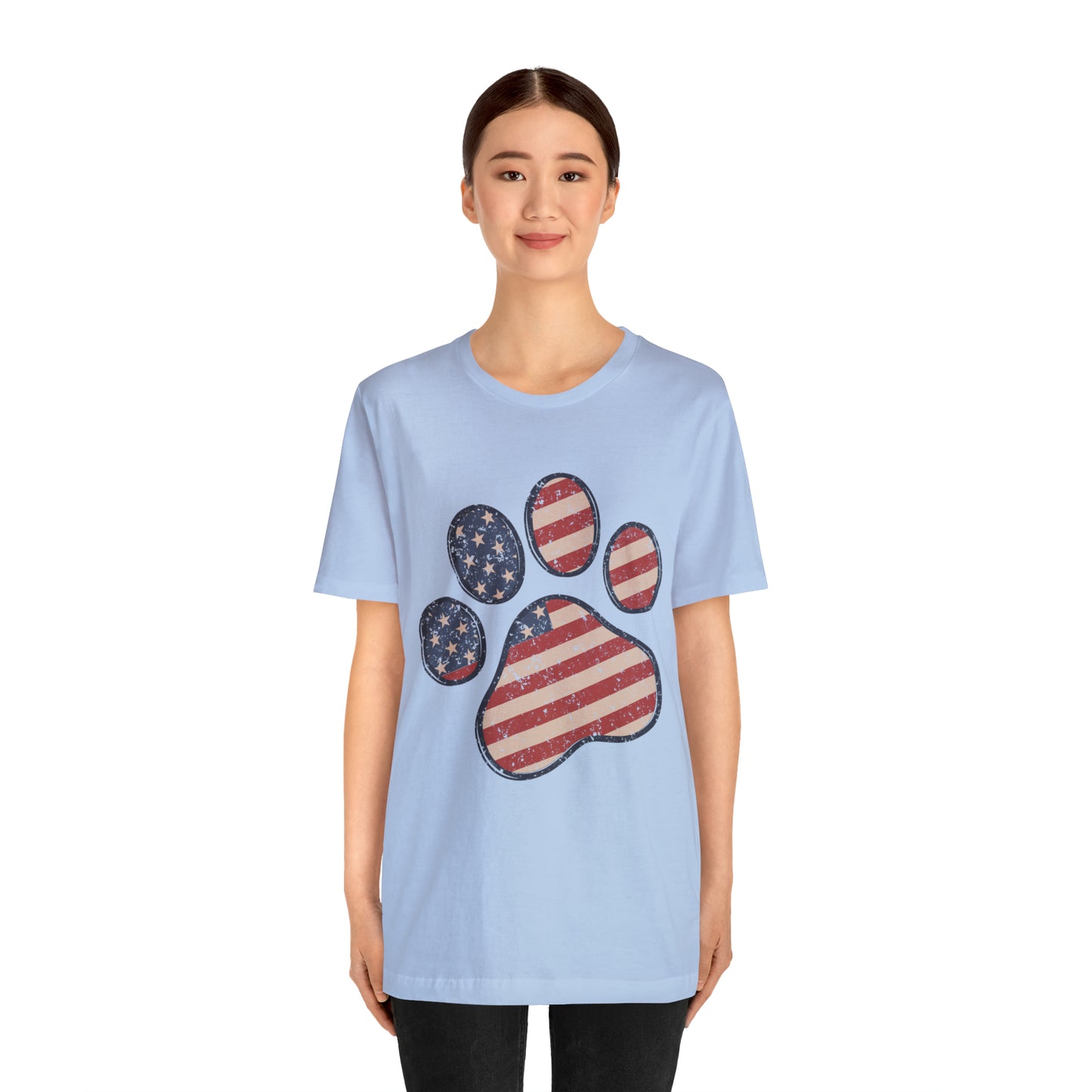 4th of July Pawprint Unisex Jersey Short Sleeve Tee Patriotic American Flag