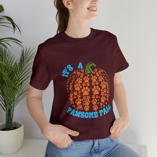 It's a Pawsome Fall Pawprint Pumpkin T shirt, Fall Shirt, Dog Lover Gift, Cat Lover GIft