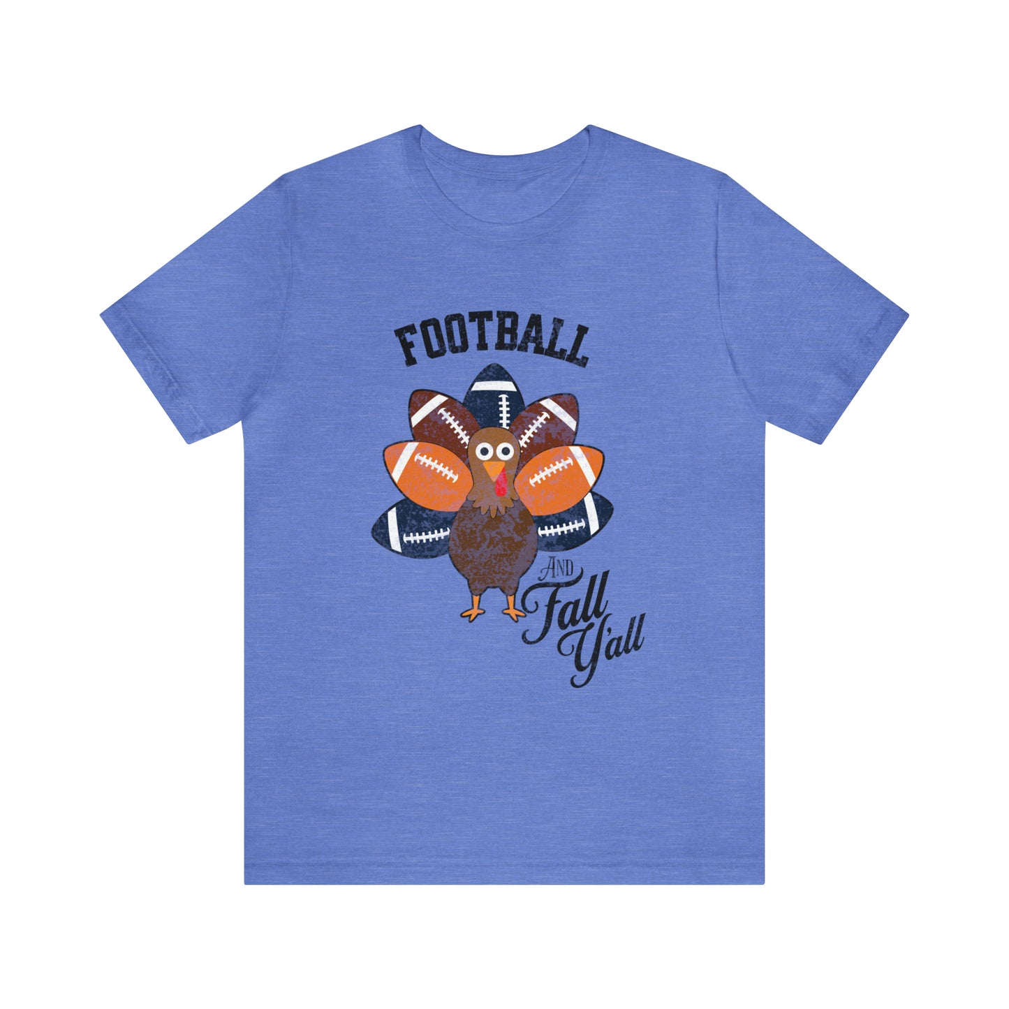 Vintage Dark Blue and Orange Football and Fall Short Sleeve Tee, Football and turkey shirt, Auburn