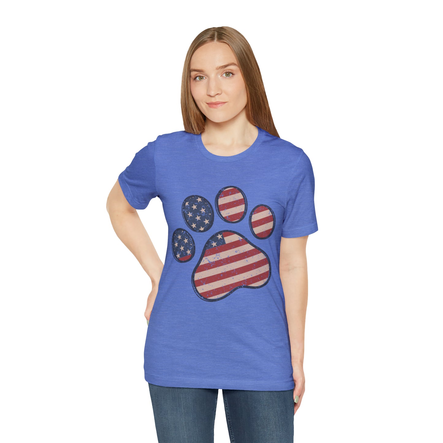 4th of July Pawprint Unisex Jersey Short Sleeve Tee Patriotic American Flag