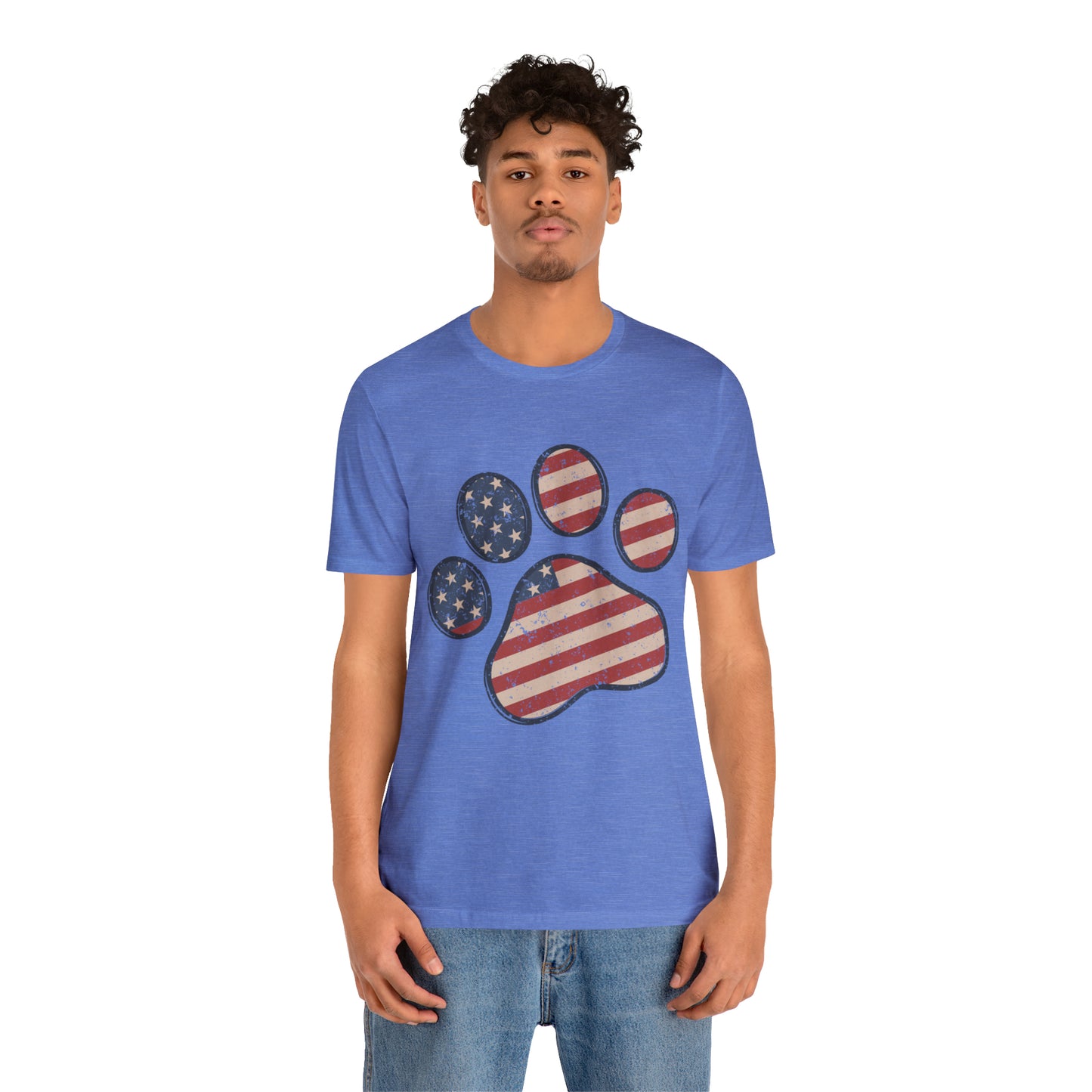 4th of July Pawprint Unisex Jersey Short Sleeve Tee Patriotic American Flag
