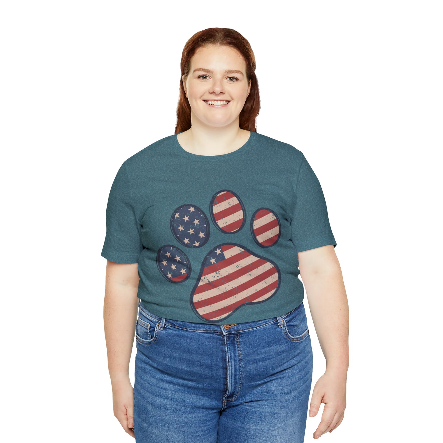 4th of July Pawprint Unisex Jersey Short Sleeve Tee Patriotic American Flag