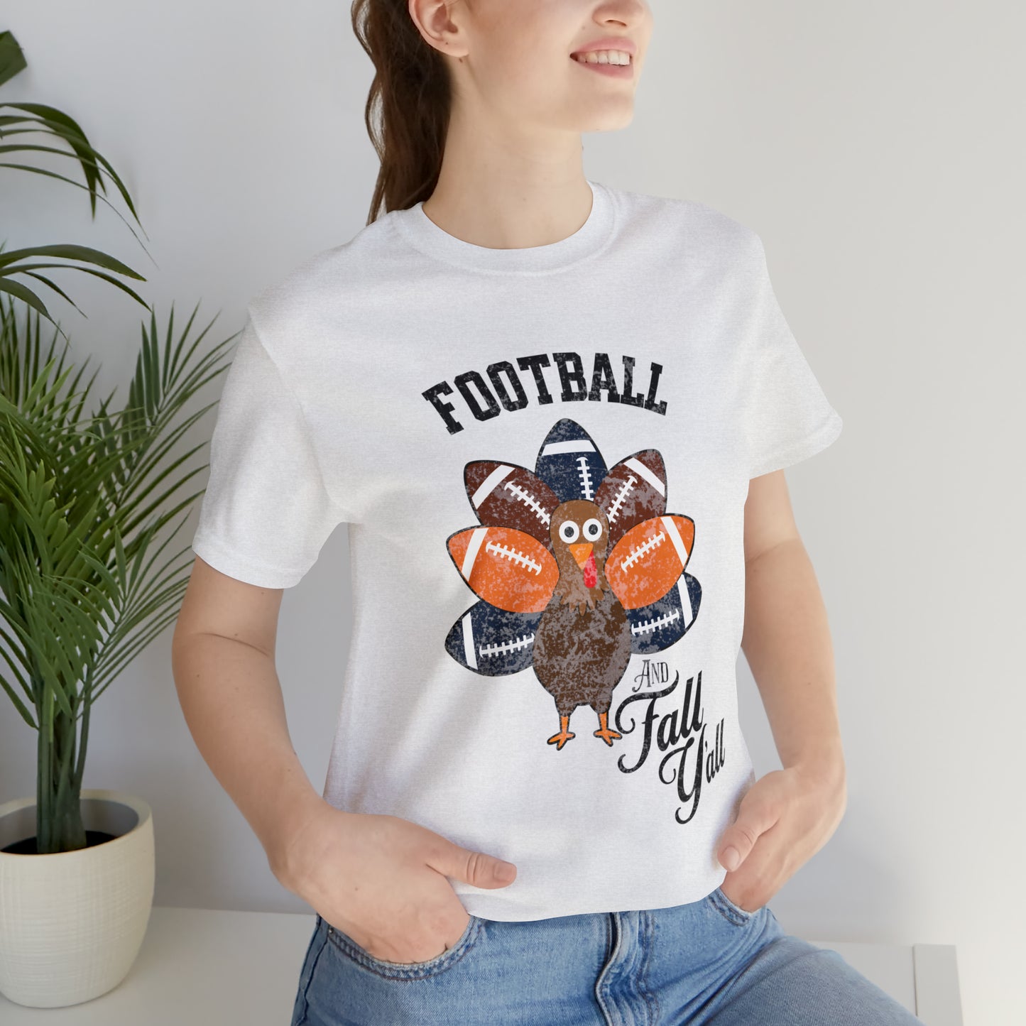 Vintage Dark Blue and Orange Football and Fall Short Sleeve Tee, Football and turkey shirt, Auburn