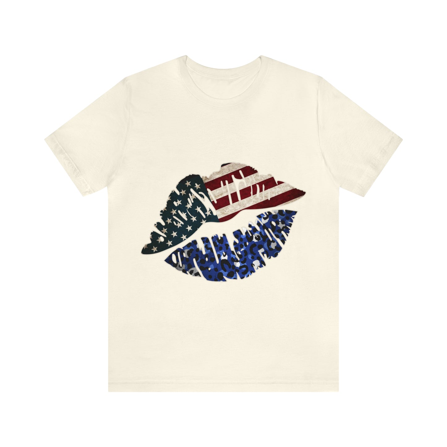 American Flag Lips 4th of July Unisex Jersey Short Sleeve Tee Patriotic Retro