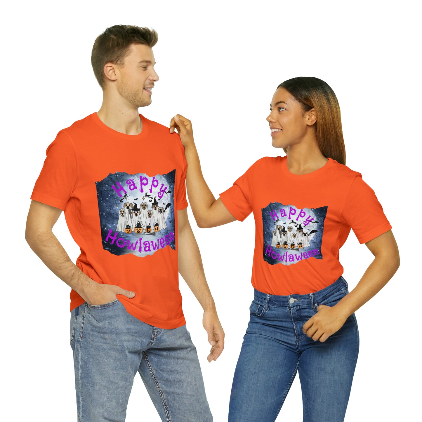 Happy Howlaween Dog Purple Short Sleeve Tee, Halloween shirt