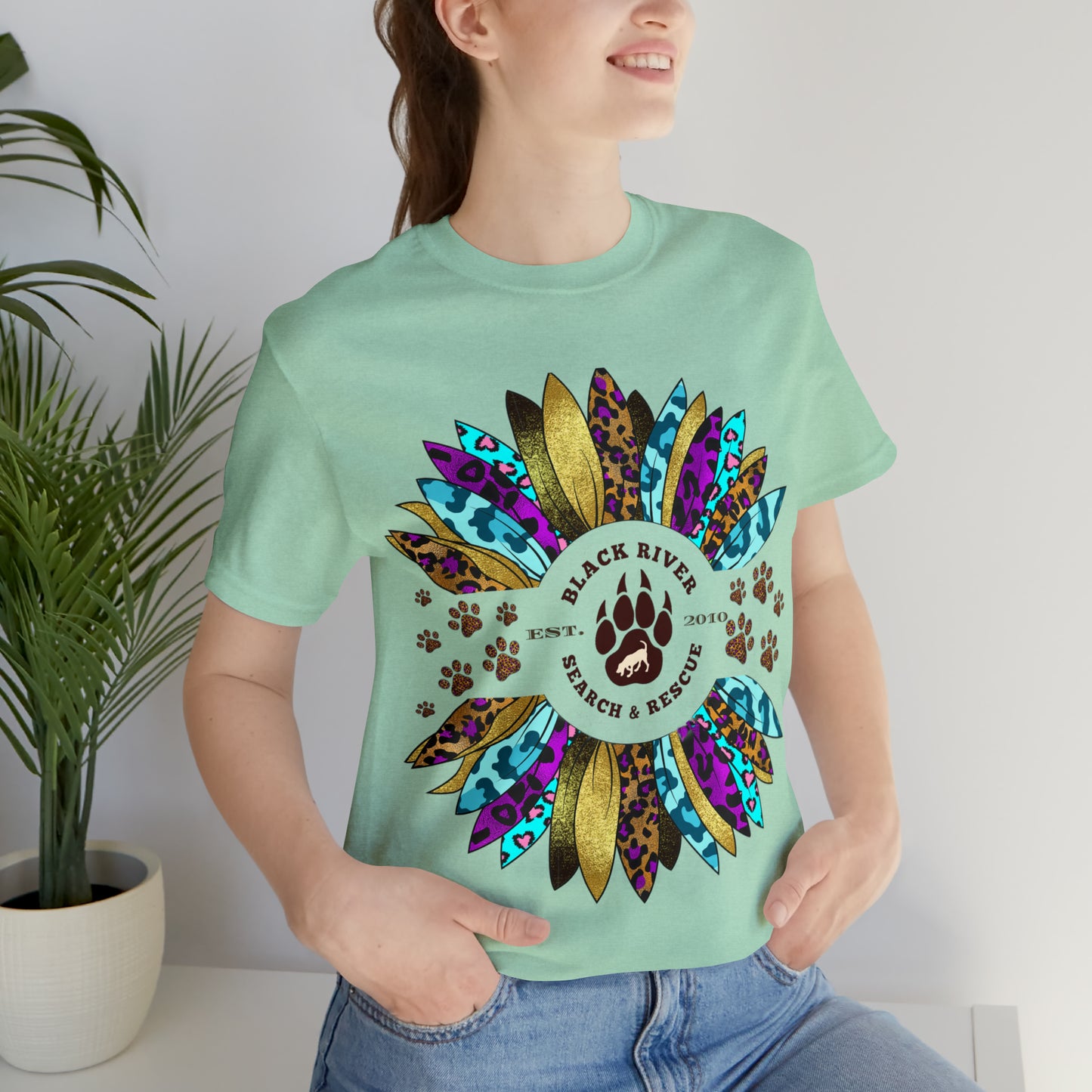 Black River Search & Rescue Logo Multicolor Sunflower Unisex Jersey Short Sleeve Tee