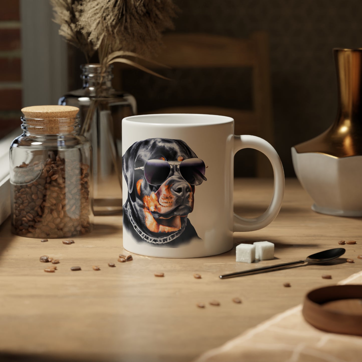 Jumbo Mug, 20oz, Rottweiler with sunglasses