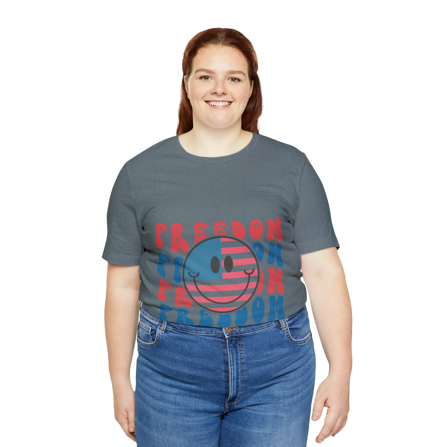 Freedom Smiley Face Flag Unisex Jersey Short Sleeve Tee Patriotic American Flag