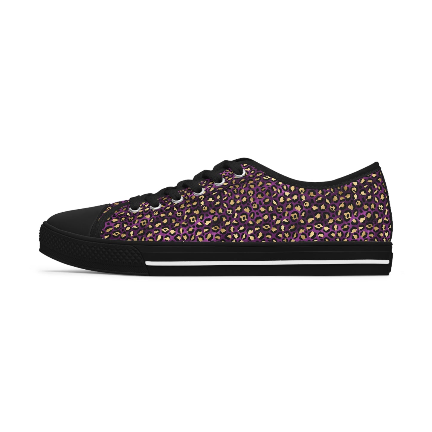 Women's Low Top Purple and gold Leopard Print Sneakers