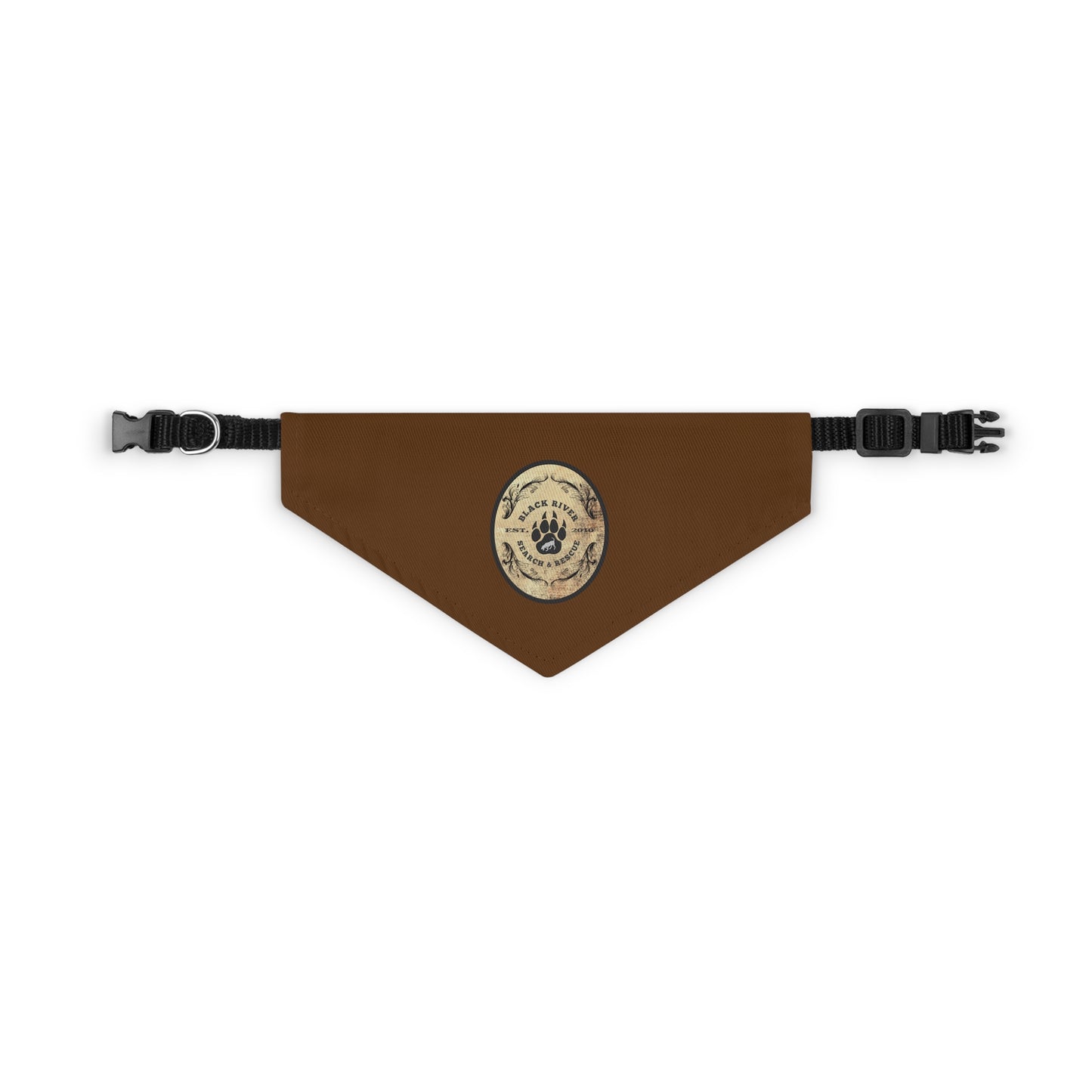 Brown Black River Search & Rescue Logo Pet Bandana Collar