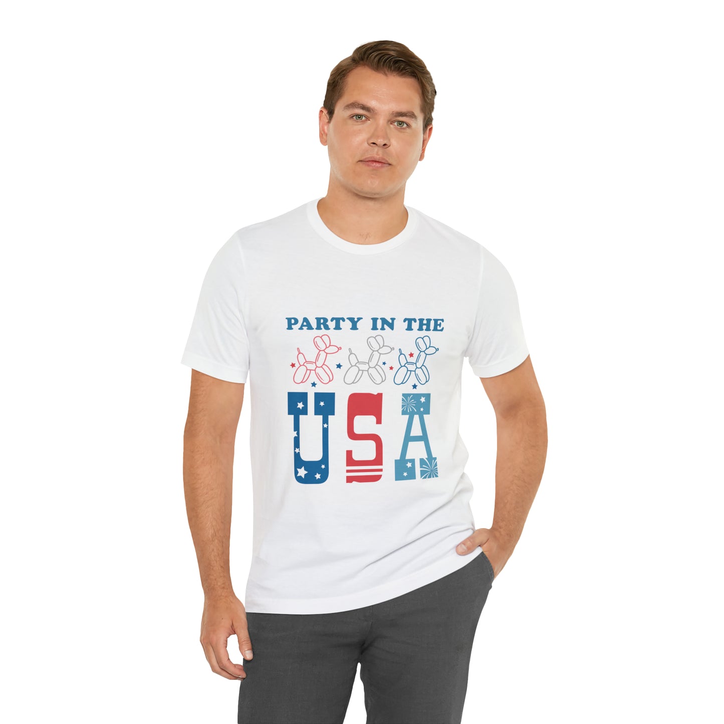 4th of July Party in the USA Unisex Jersey Short Sleeve Tee Patriotic American Flag Retro