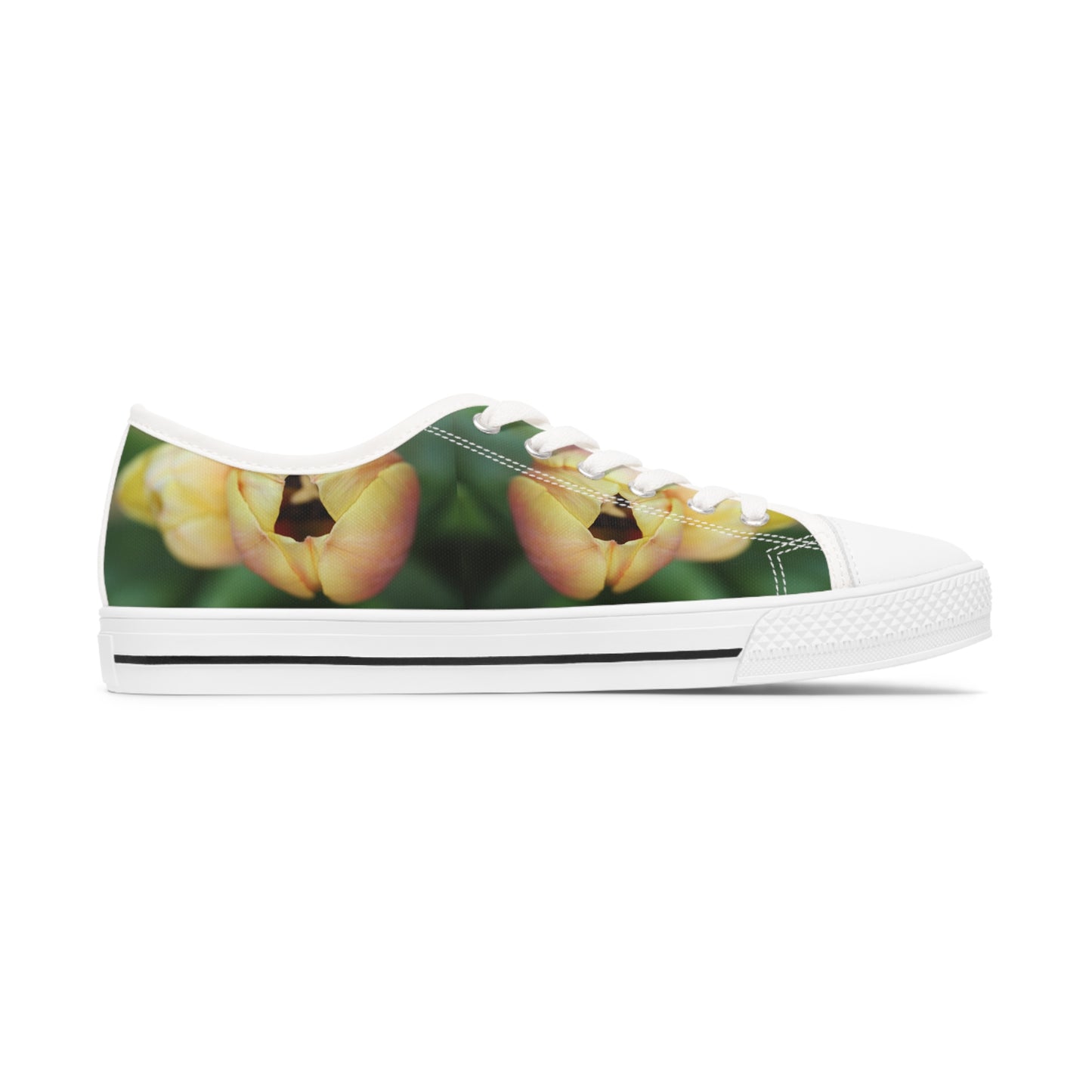 Women's Low Top Sneakers, Tulips, Peach, Yellow, Flowers