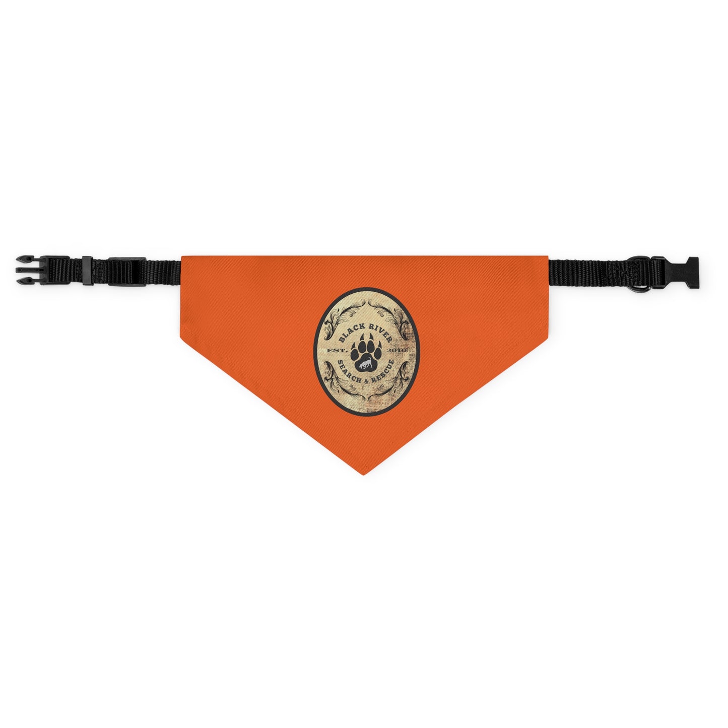 Orange Black River Search & Rescue Logo Pet Bandana Collar