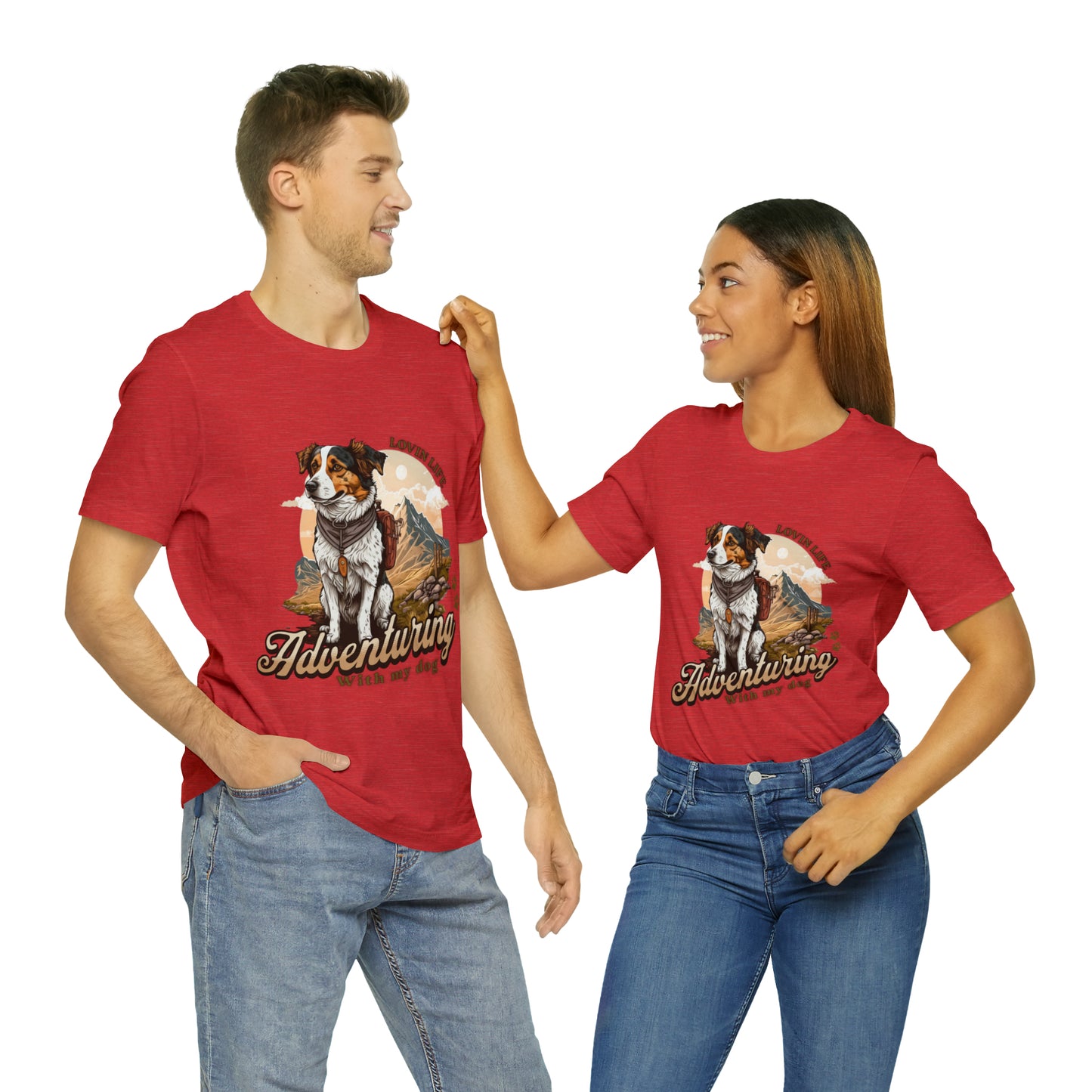 Adventuring with my Dog Short Sleeve Tee, Vintage Outdoor theme