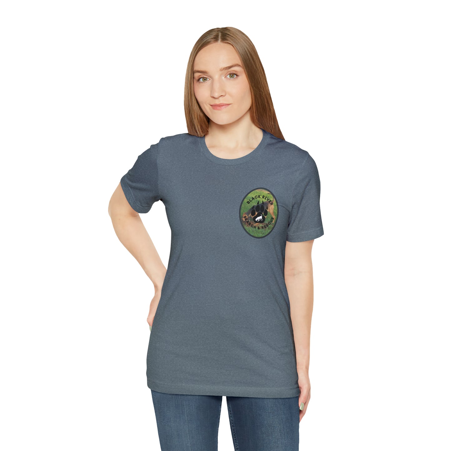 Black River Search & Rescue Logo with Lucy Unisex Jersey Short Sleeve Tee