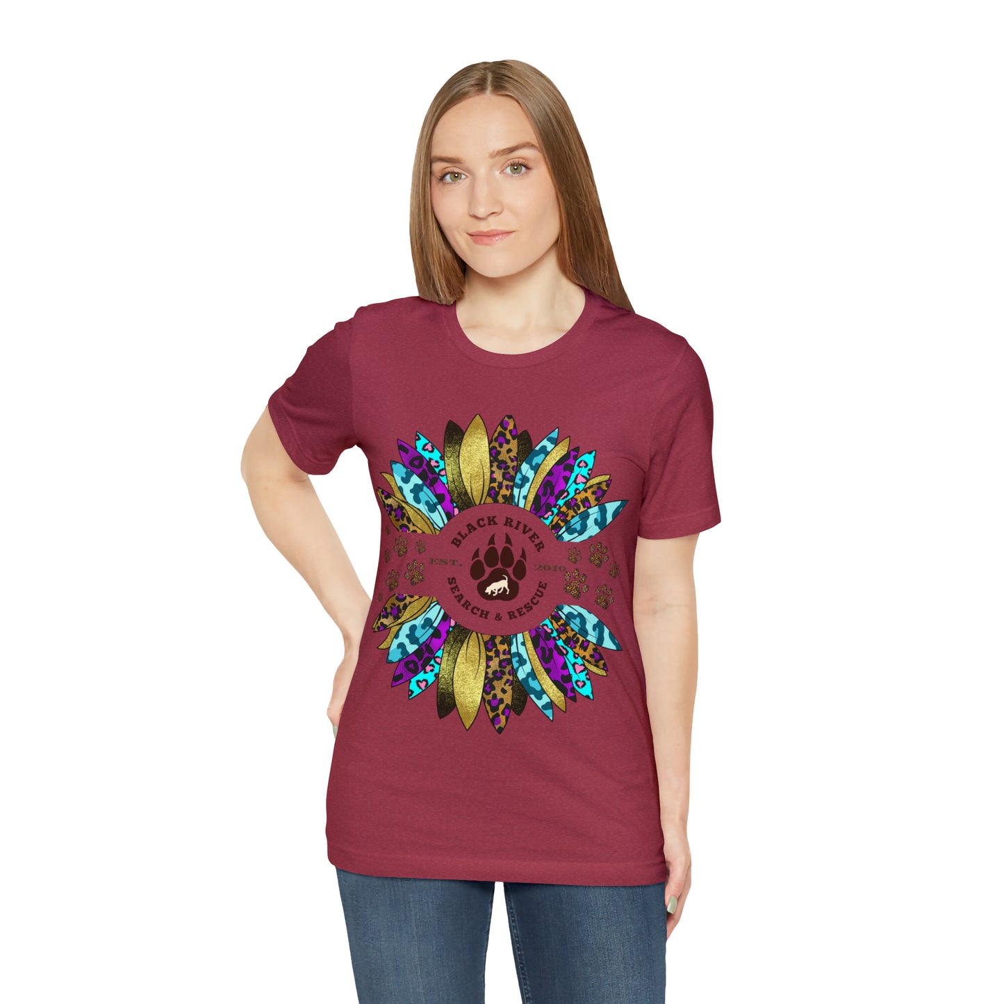 Black River Search & Rescue Logo Multicolor Sunflower Unisex Jersey Short Sleeve Tee