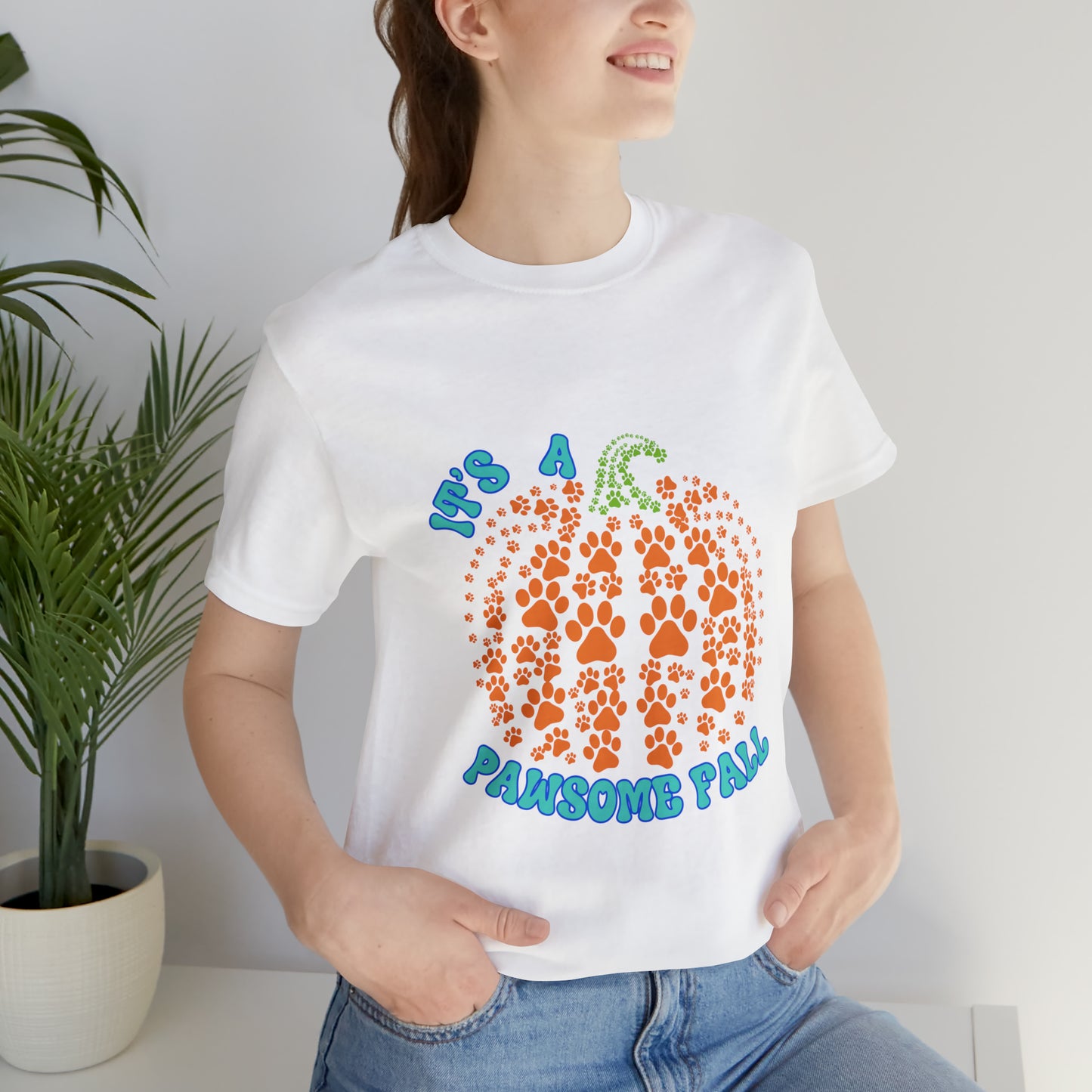 It's a Pawsome Fall Pawprint Pumpkin T shirt, Fall Shirt, Dog Lover Gift, Cat Lover GIft