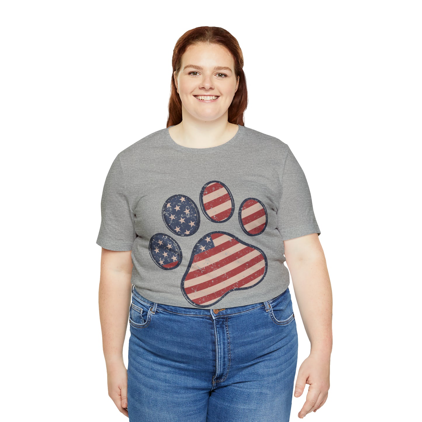 4th of July Pawprint Unisex Jersey Short Sleeve Tee Patriotic American Flag