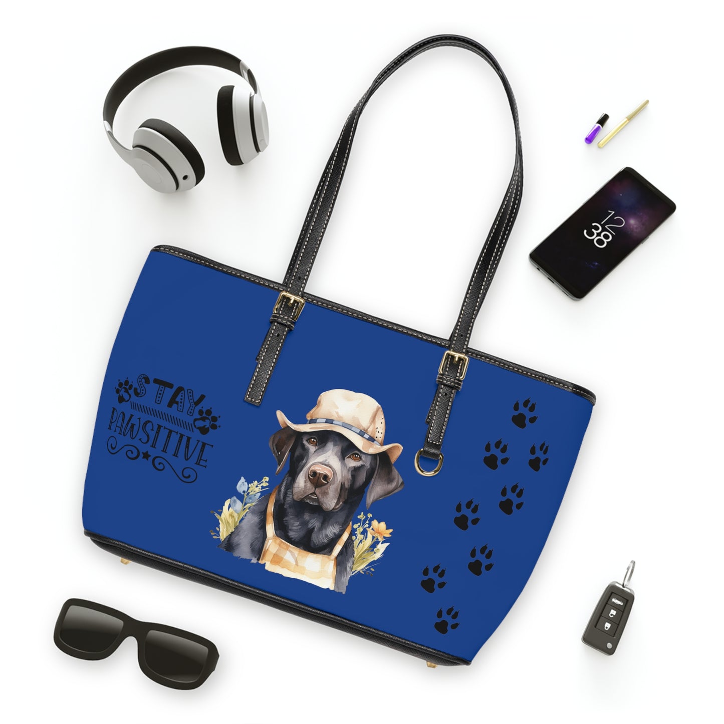 Country Lab Leather Shoulder Bag Dark Blue You had me at woof stay pawsitive