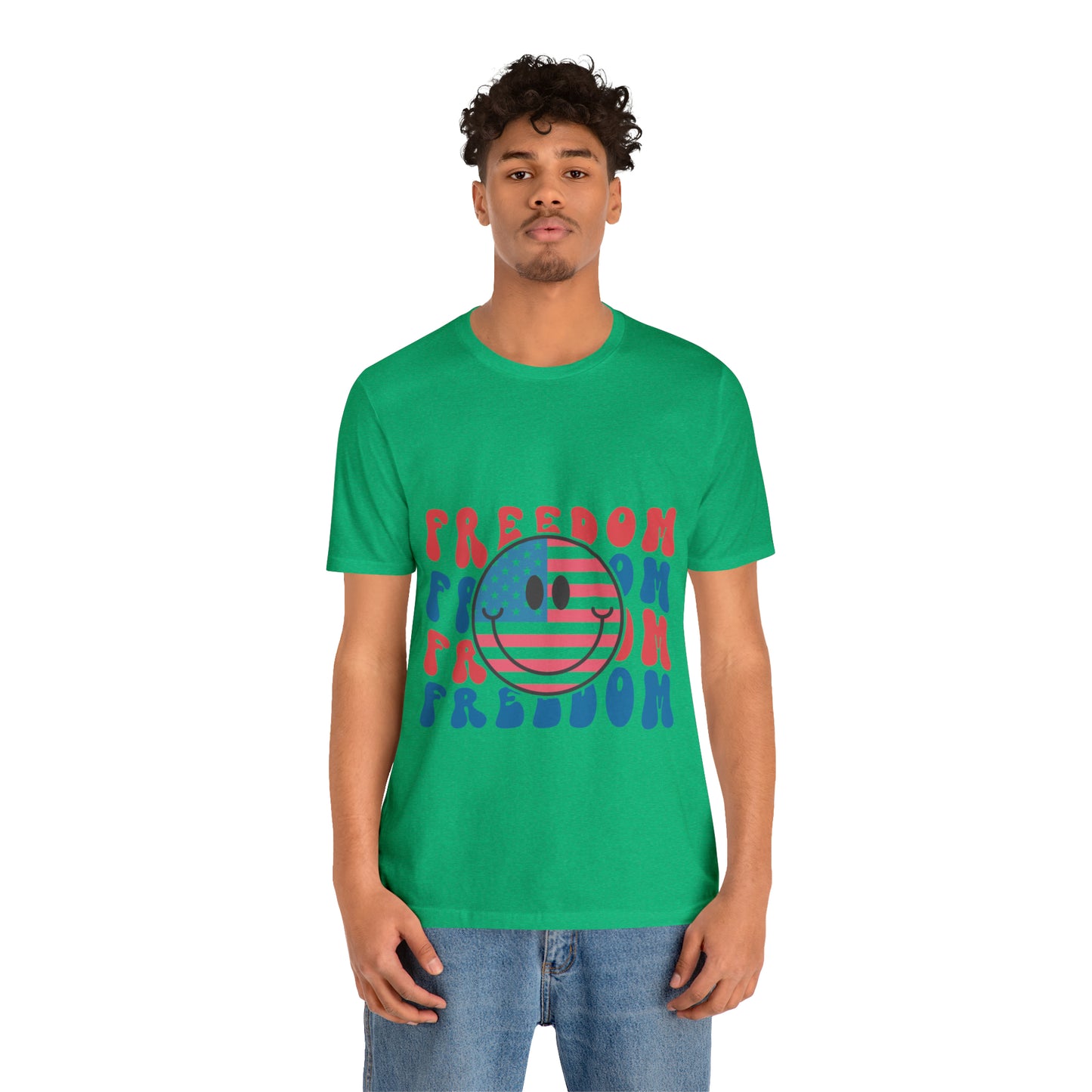 Freedom Smiley Face Flag Unisex Jersey Short Sleeve Tee Patriotic American Flag