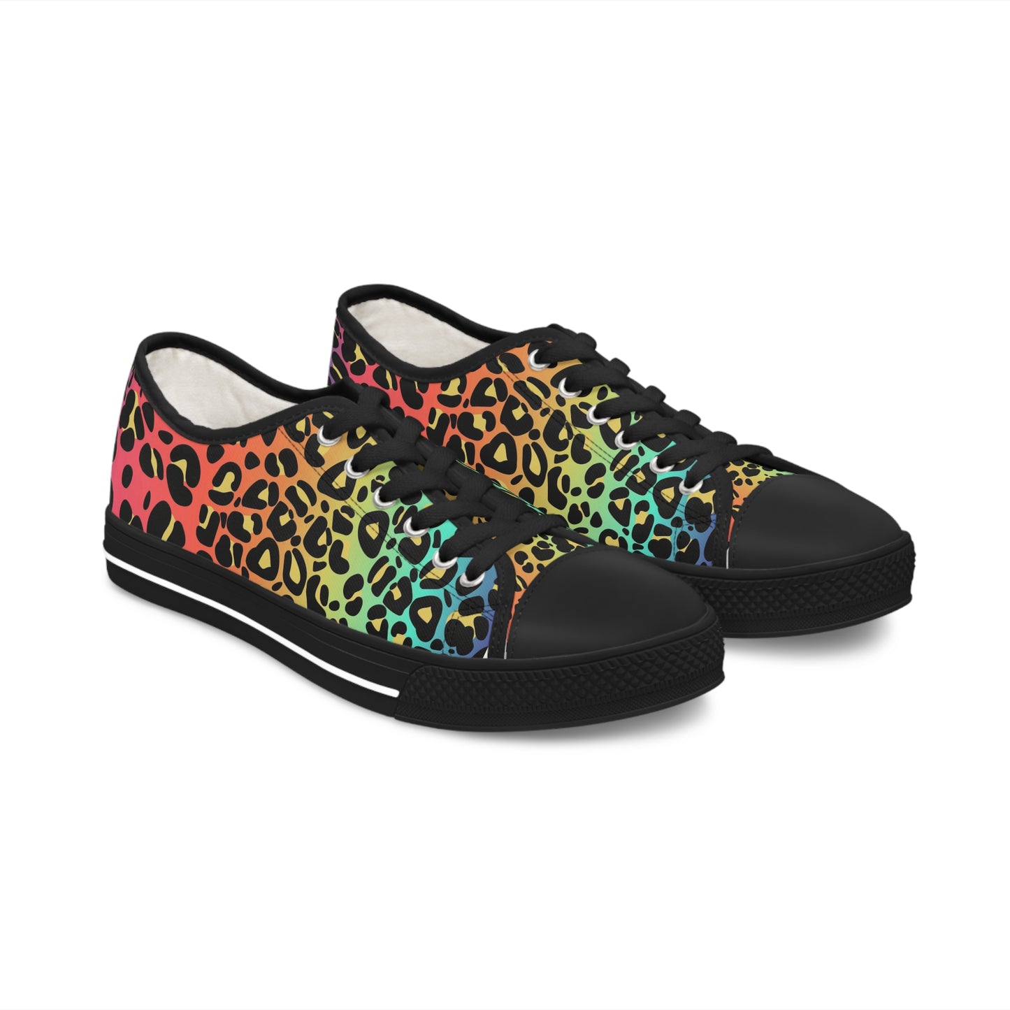 Women's Low Top Sneakers, Rainbow leopard print