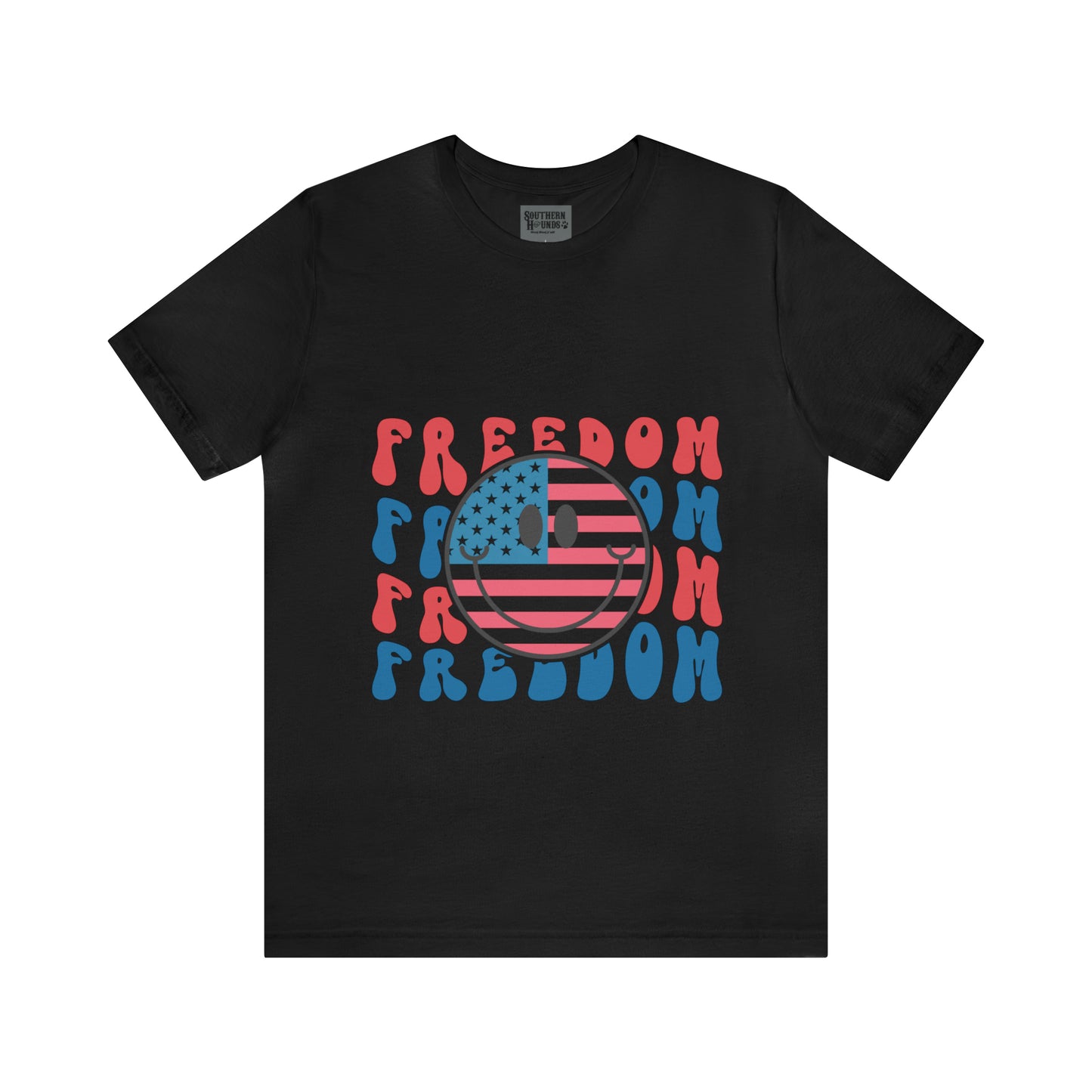 Freedom Smiley Face Flag Unisex Jersey Short Sleeve Tee Patriotic American Flag