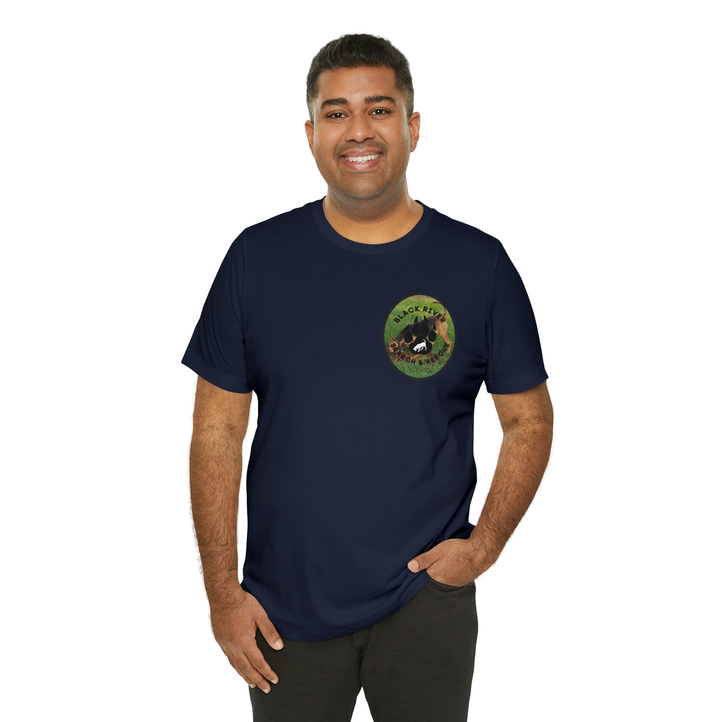 Black River Search & Rescue Logo with Lucy Unisex Jersey Short Sleeve Tee