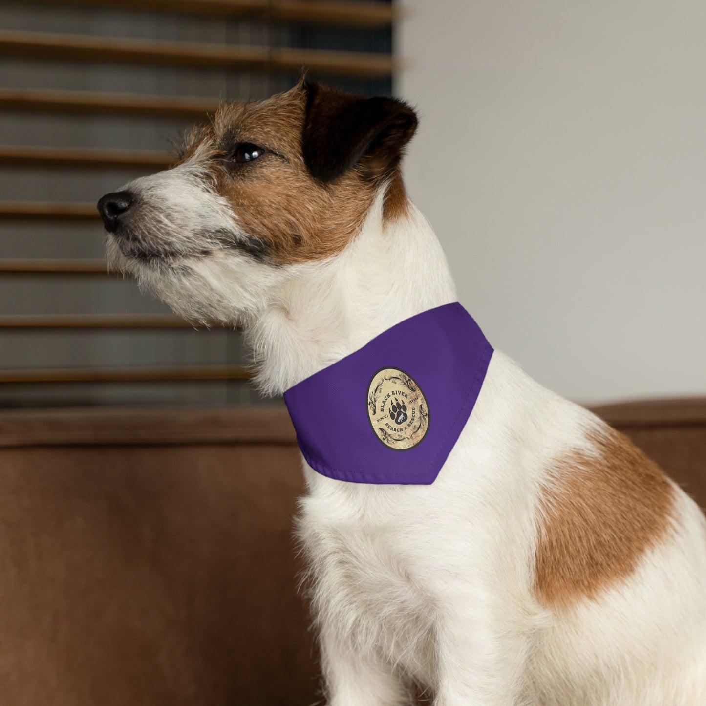 Purple Black River Search & Rescue Logo Pet Bandana Collar