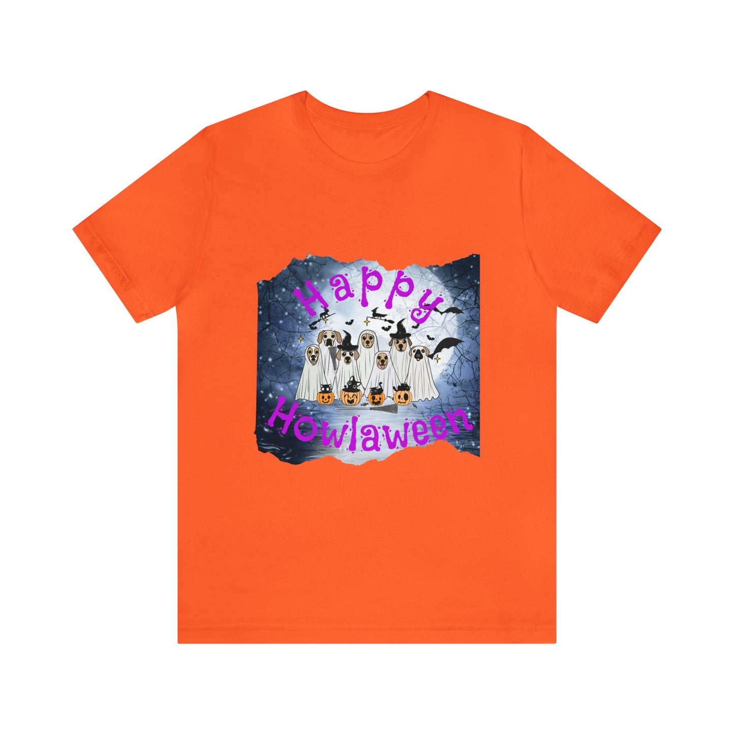 Happy Howlaween Dog Purple Short Sleeve Tee, Halloween shirt