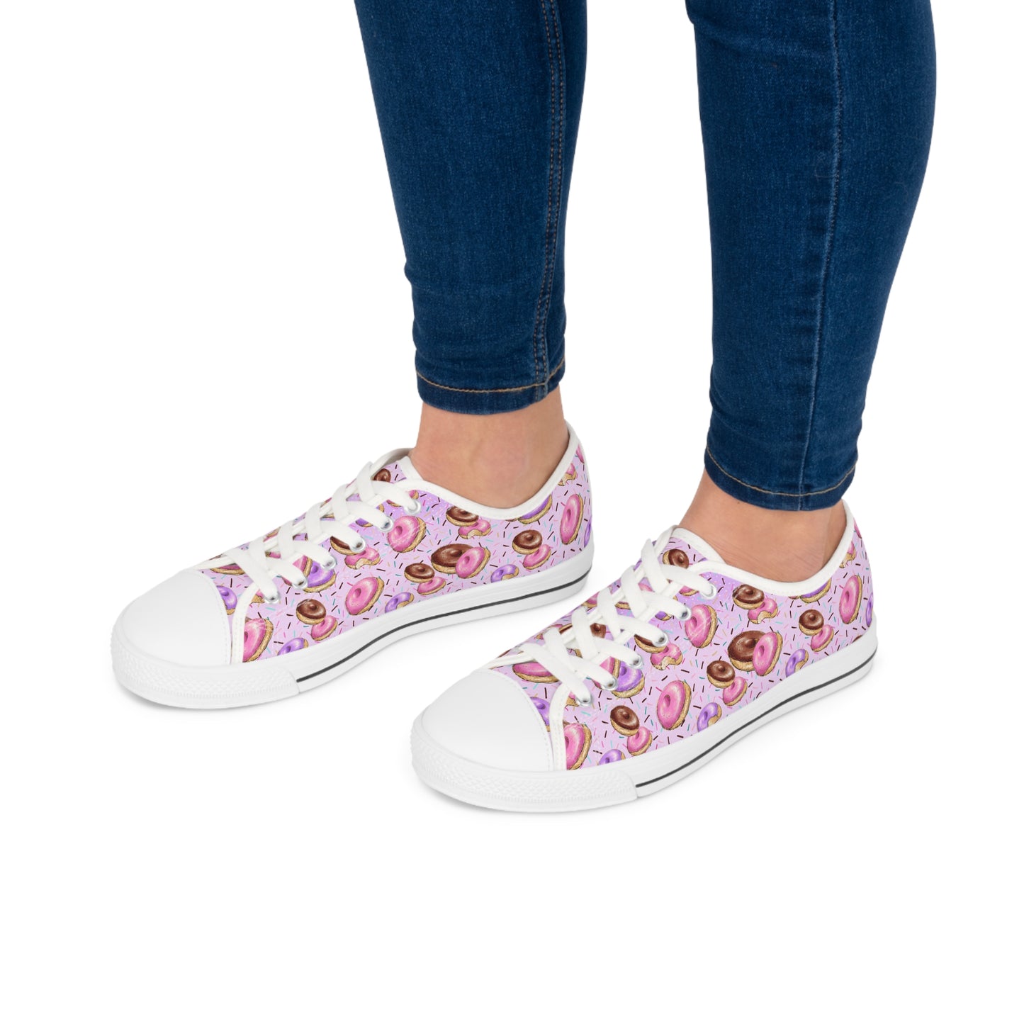 Donut Women's Low Top Sneakers Pink Purple