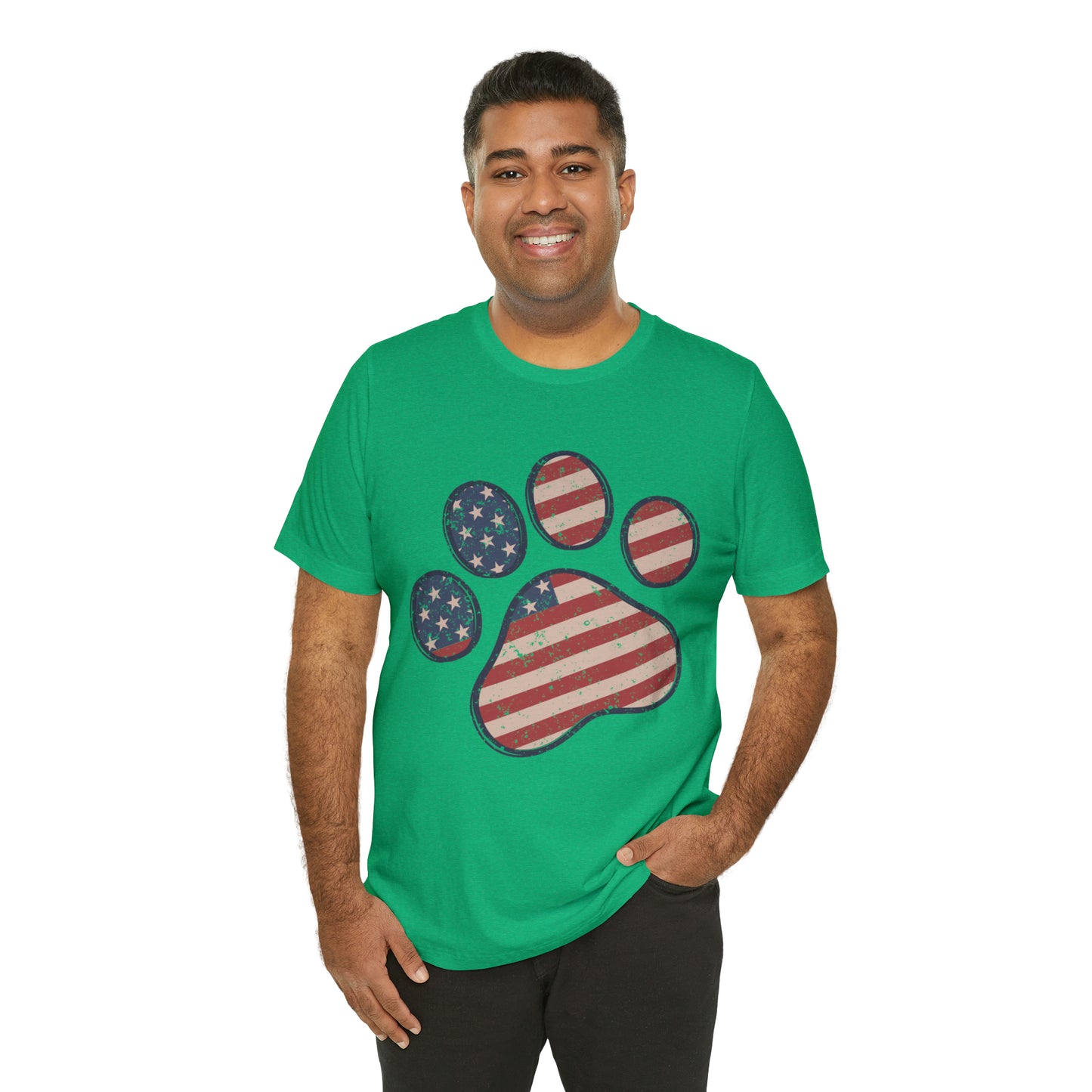 4th of July Pawprint Unisex Jersey Short Sleeve Tee Patriotic American Flag