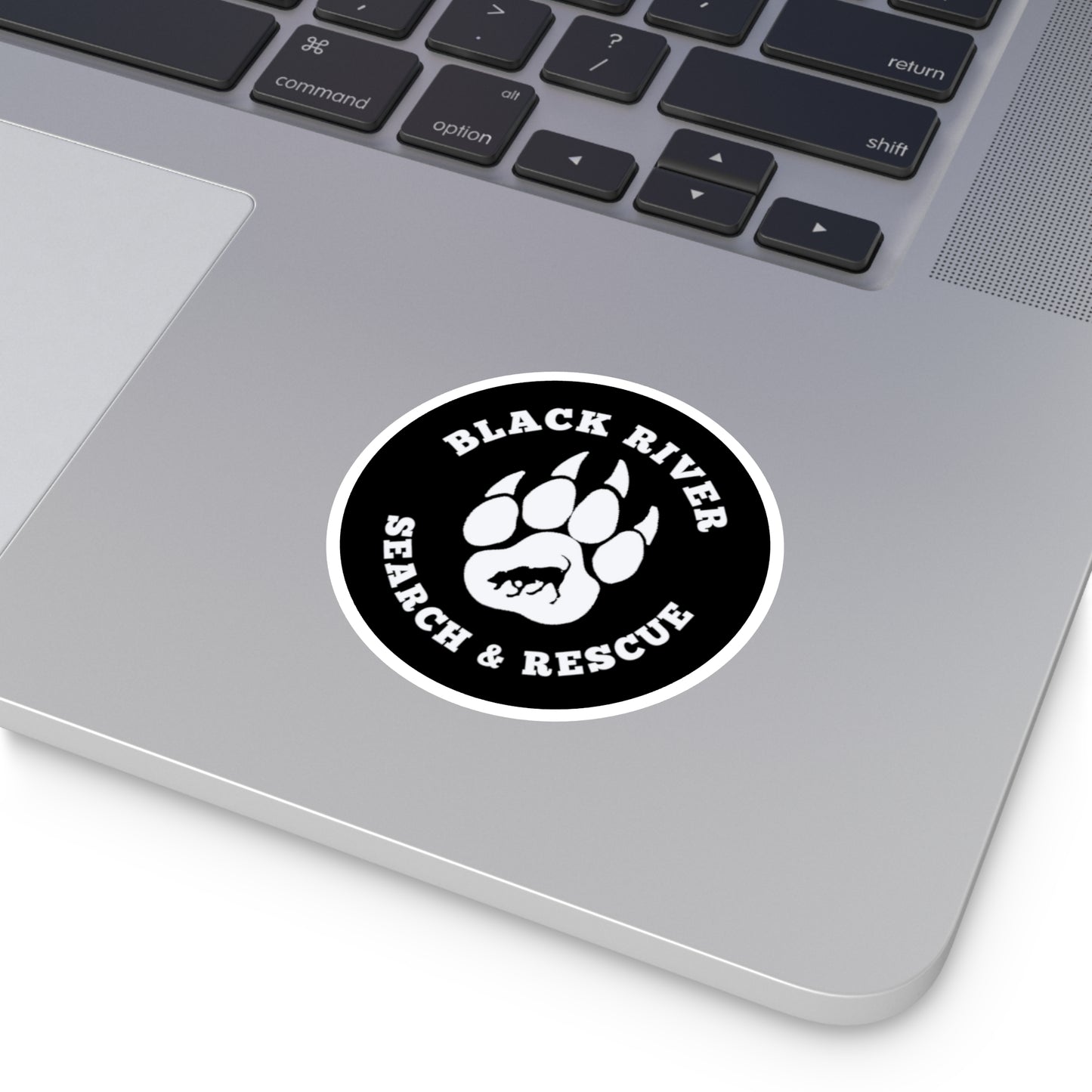 BRSAR Logo Round Stickers, Indoor\Outdoor, Multiple sizes, White on Black