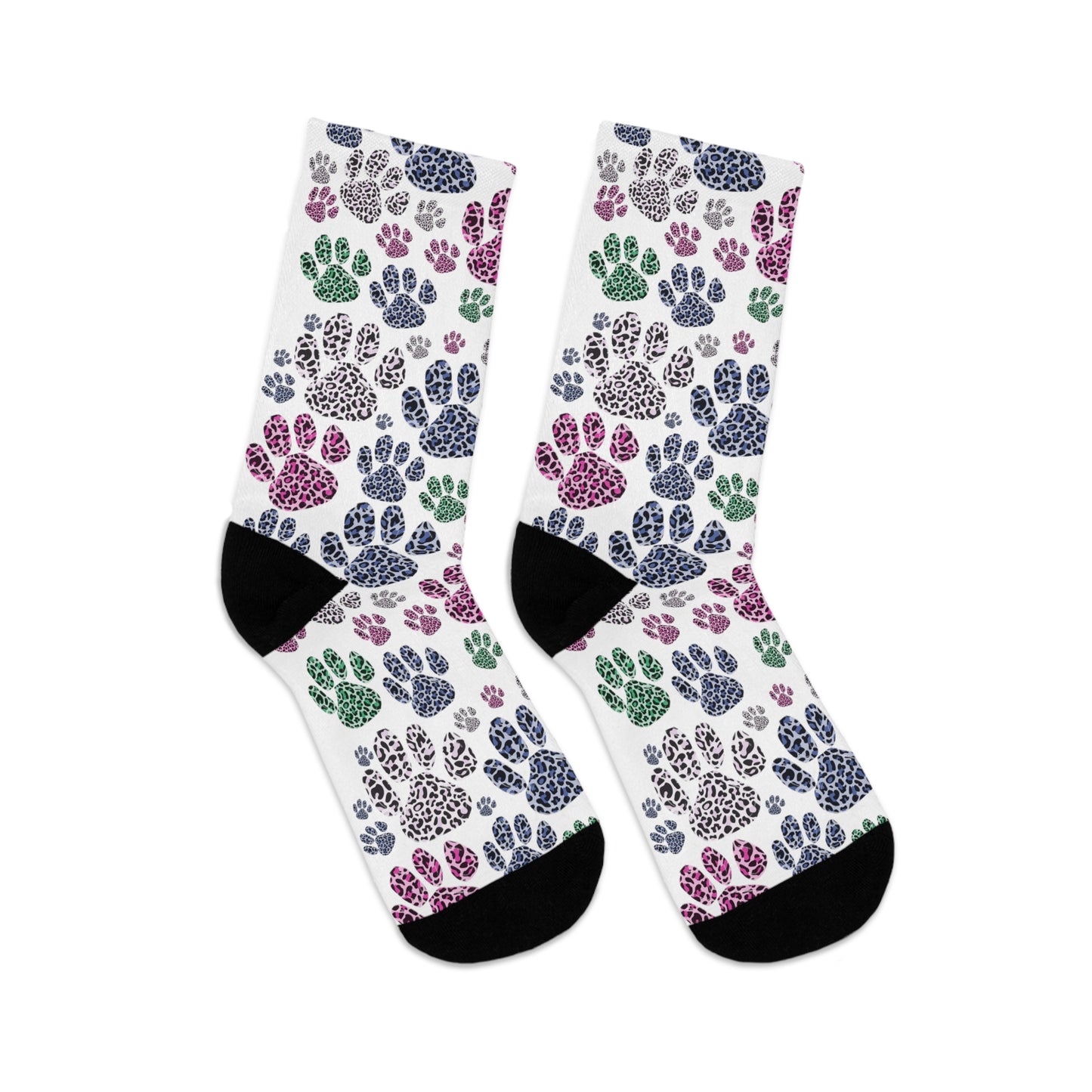 Multicolor Leopard  Pawprint Recycled Poly Socks
