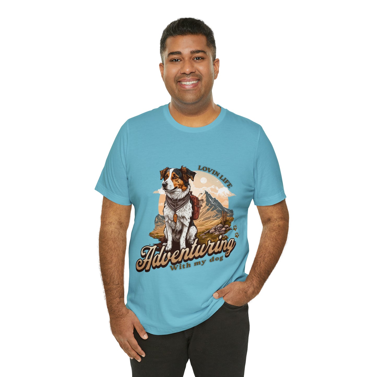 Adventuring with my Dog Short Sleeve Tee, Vintage Outdoor theme