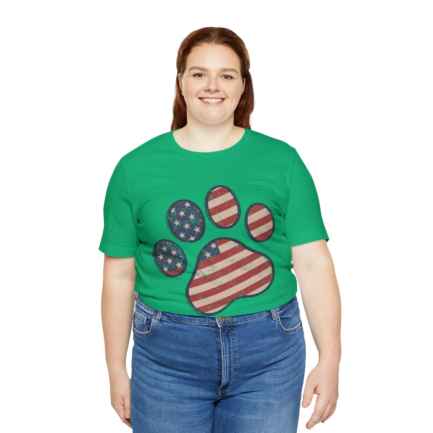 4th of July Pawprint Unisex Jersey Short Sleeve Tee Patriotic American Flag