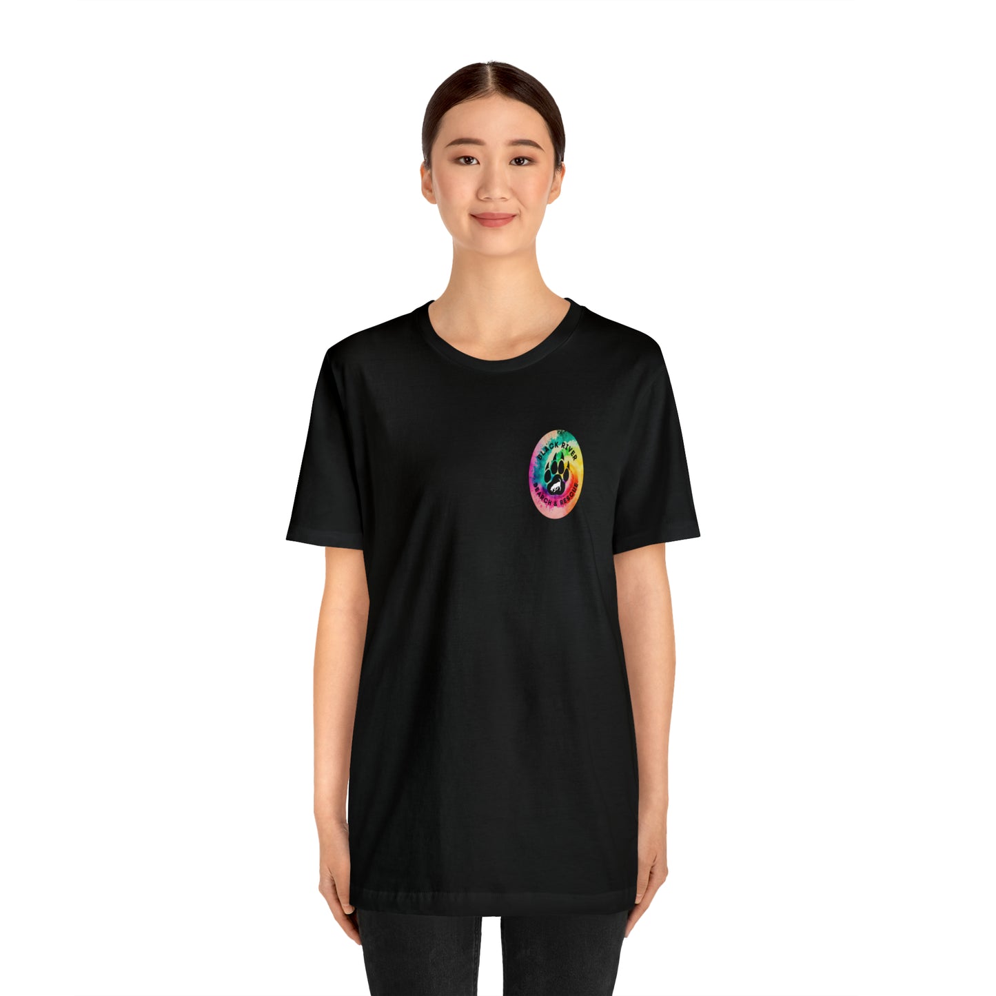 Tie Dye Black River Search & Rescue Logo Unisex Jersey Short Sleeve Tee