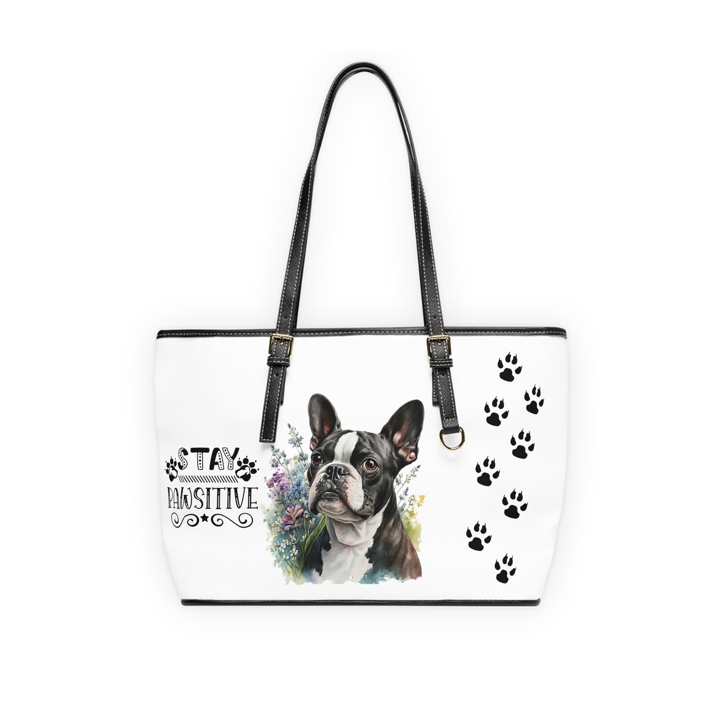 Boston Terrier Leather Shoulder Bag Boston Puppy with glasses You had me at woof stay positive