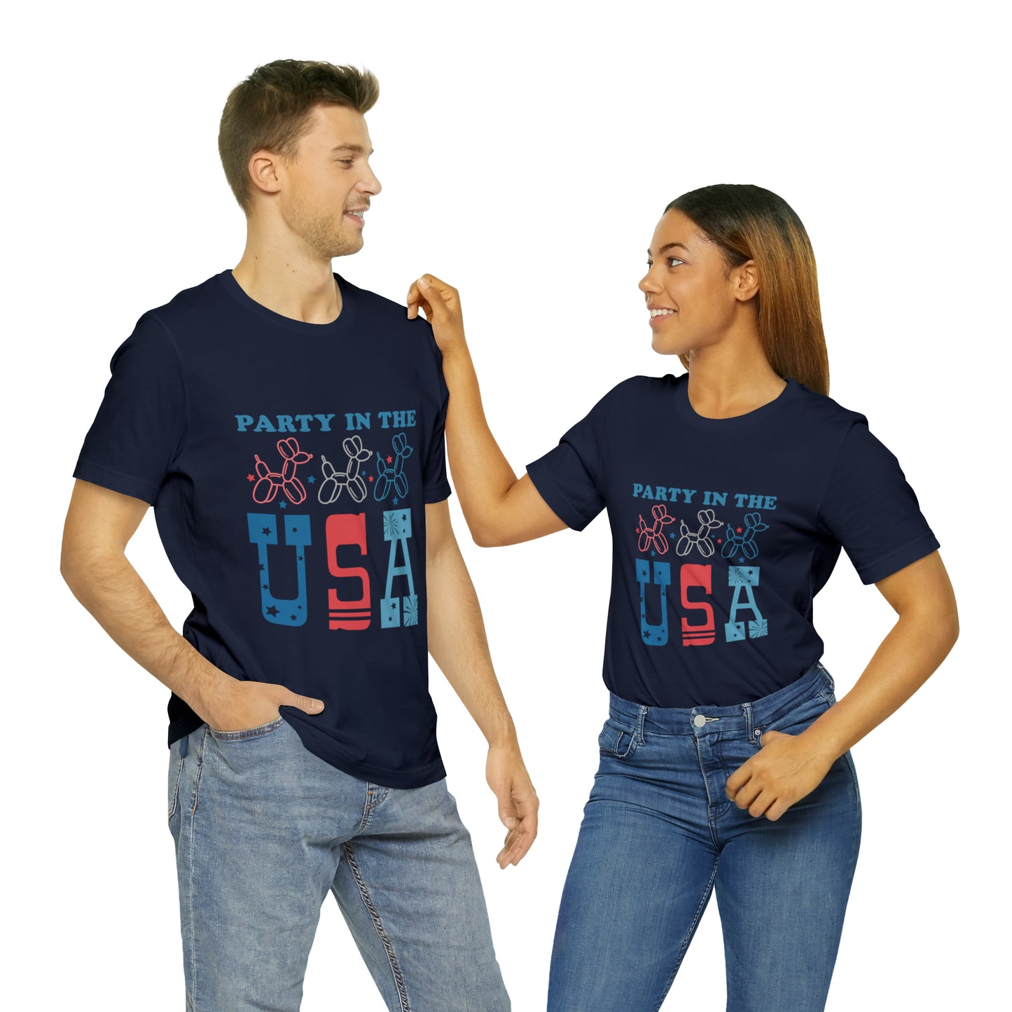 4th of July Party in the USA Unisex Jersey Short Sleeve Tee Patriotic American Flag Retro