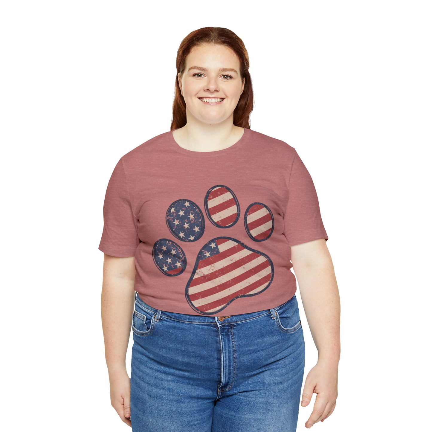 4th of July Pawprint Unisex Jersey Short Sleeve Tee Patriotic American Flag