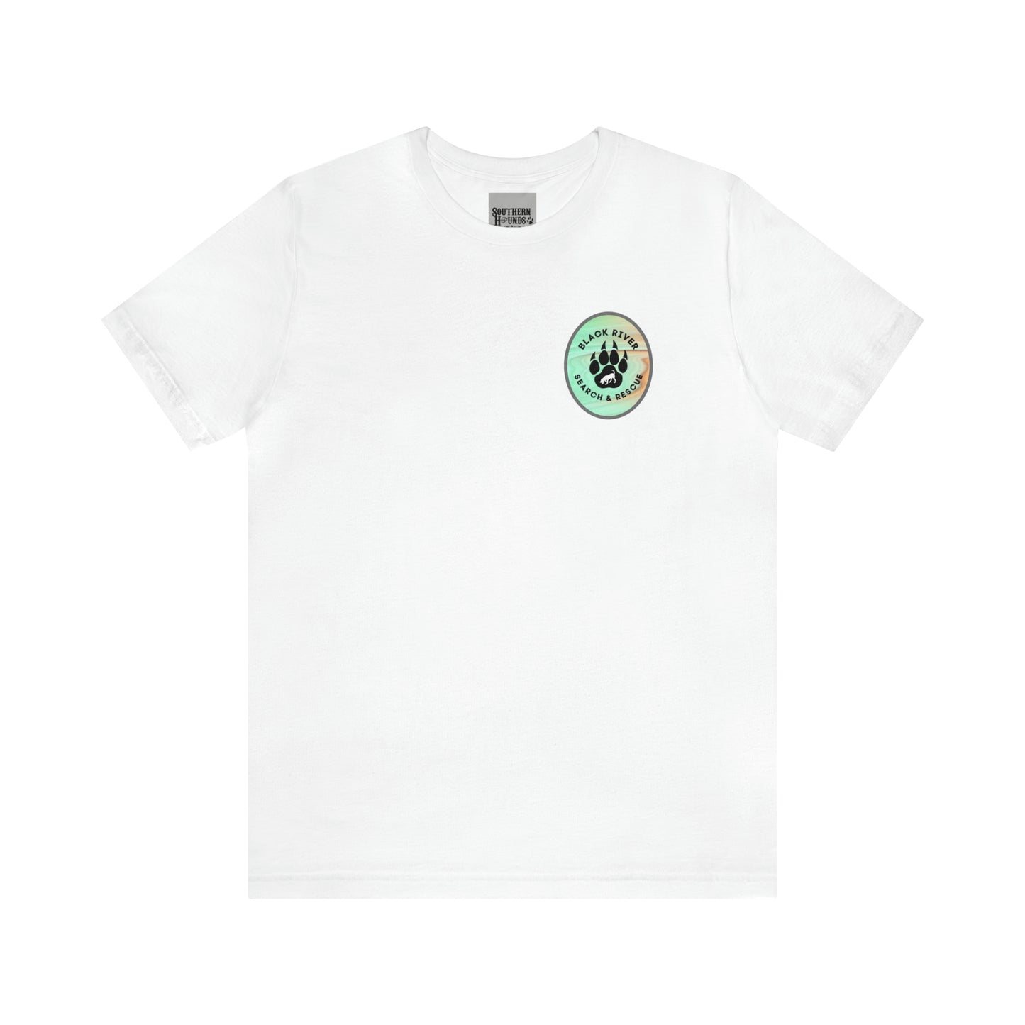 Green and Peach Marble Black River Search & Rescue Logo Unisex Jersey Short Sleeve Tee