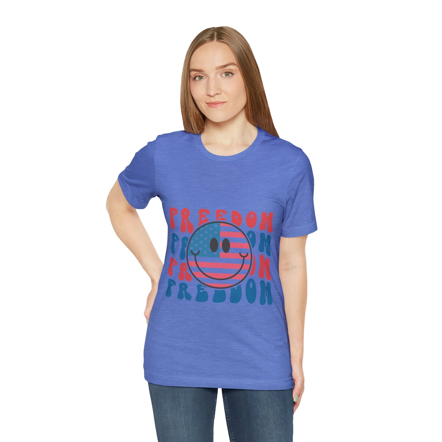 Freedom Smiley Face Flag Unisex Jersey Short Sleeve Tee Patriotic American Flag