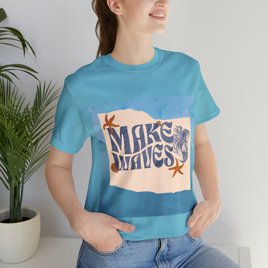 Make Waves Mermaid Short Sleeve Tee, Mermaid Tee, Beach tshirt