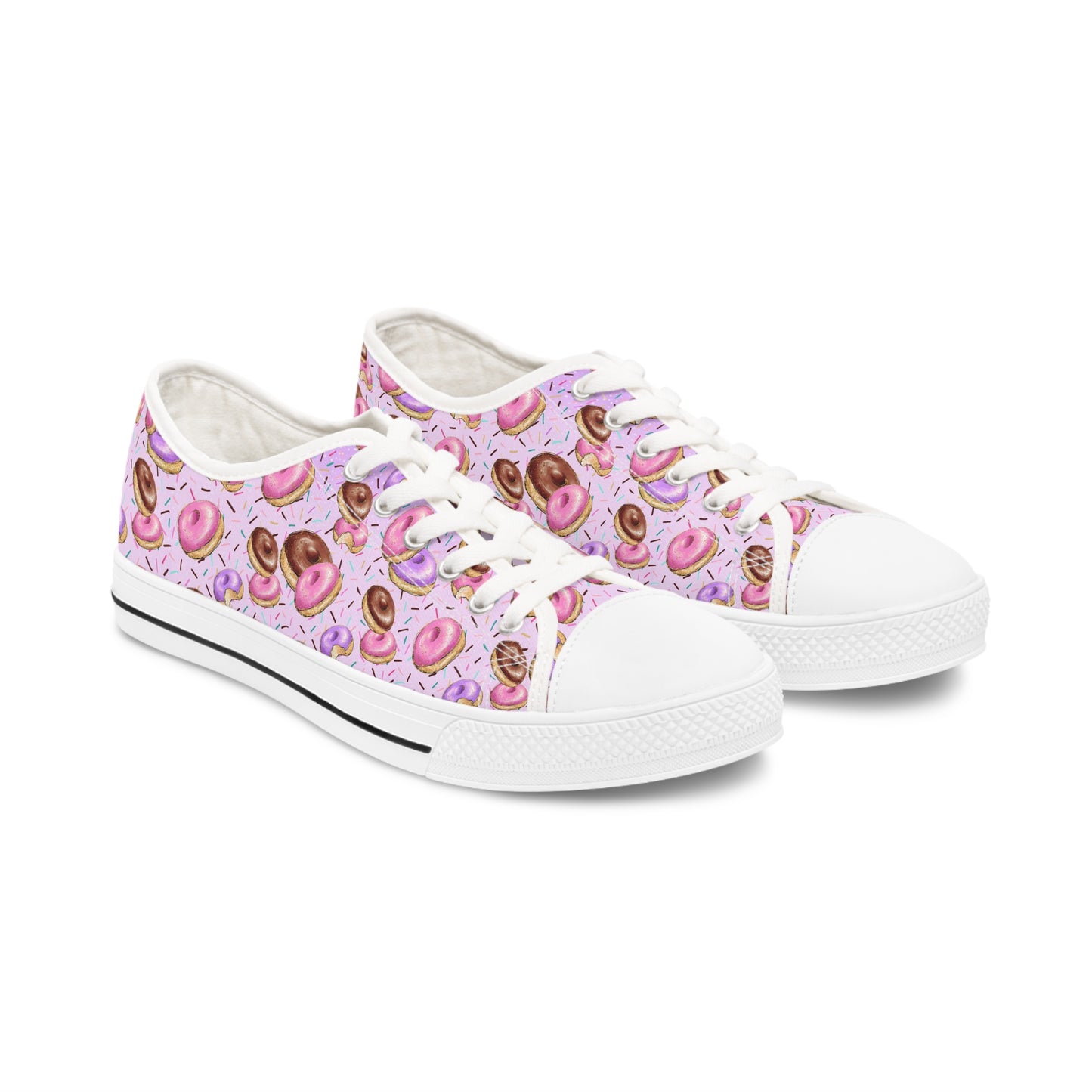 Donut Women's Low Top Sneakers Pink Purple