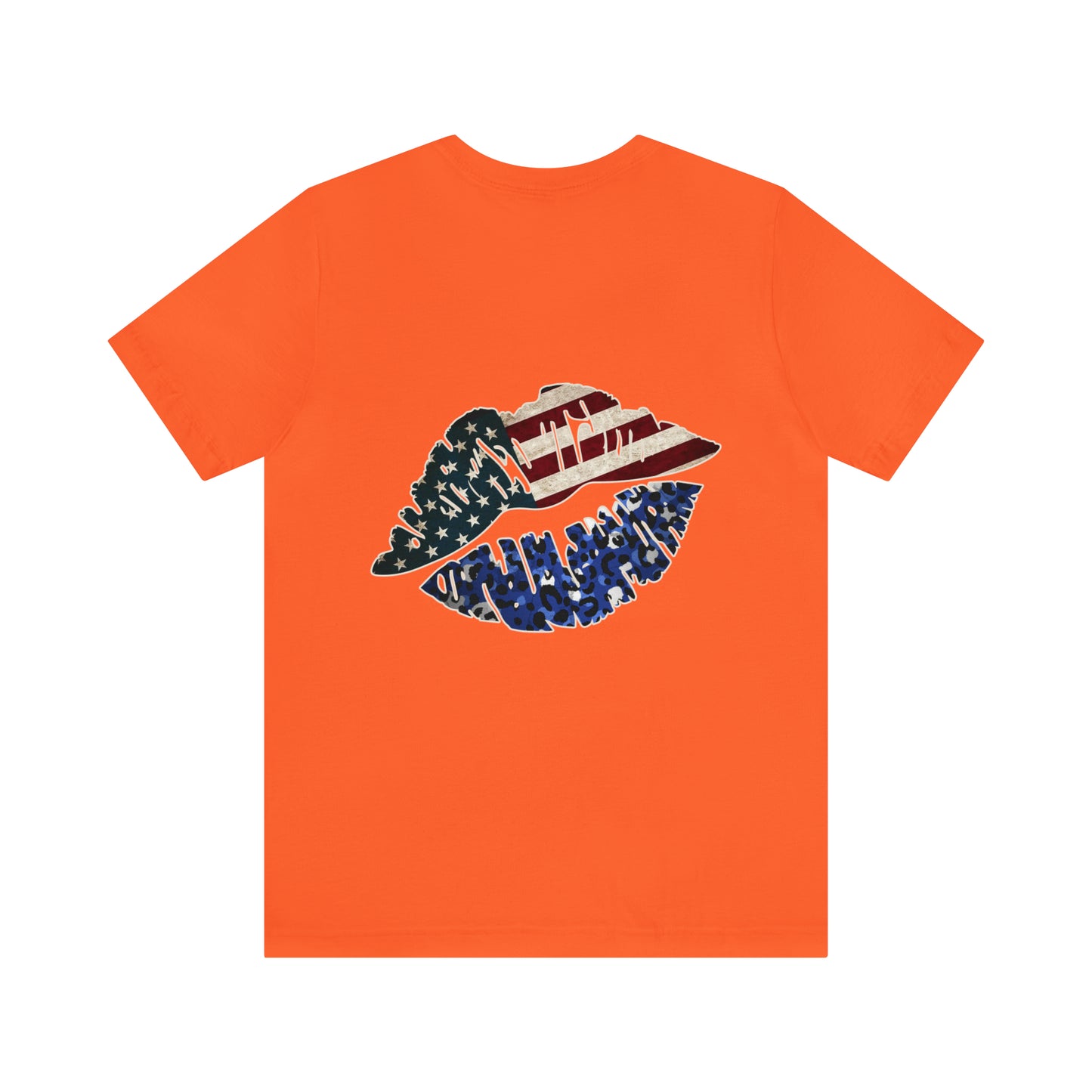 American Flag Lips 4th of July Unisex Jersey Short Sleeve Tee Patriotic Retro